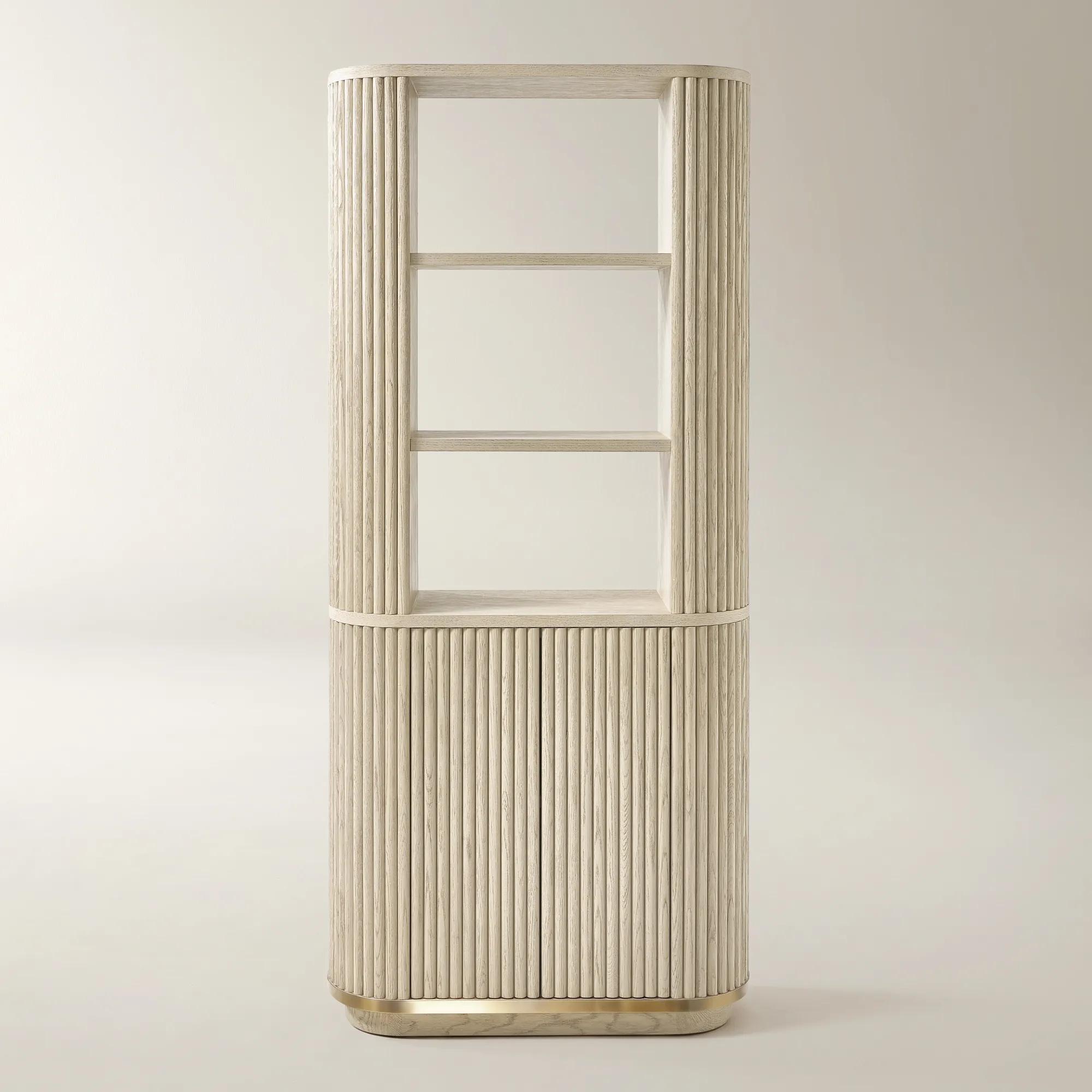 Stria Reeded White Oak Bookcase (80")
