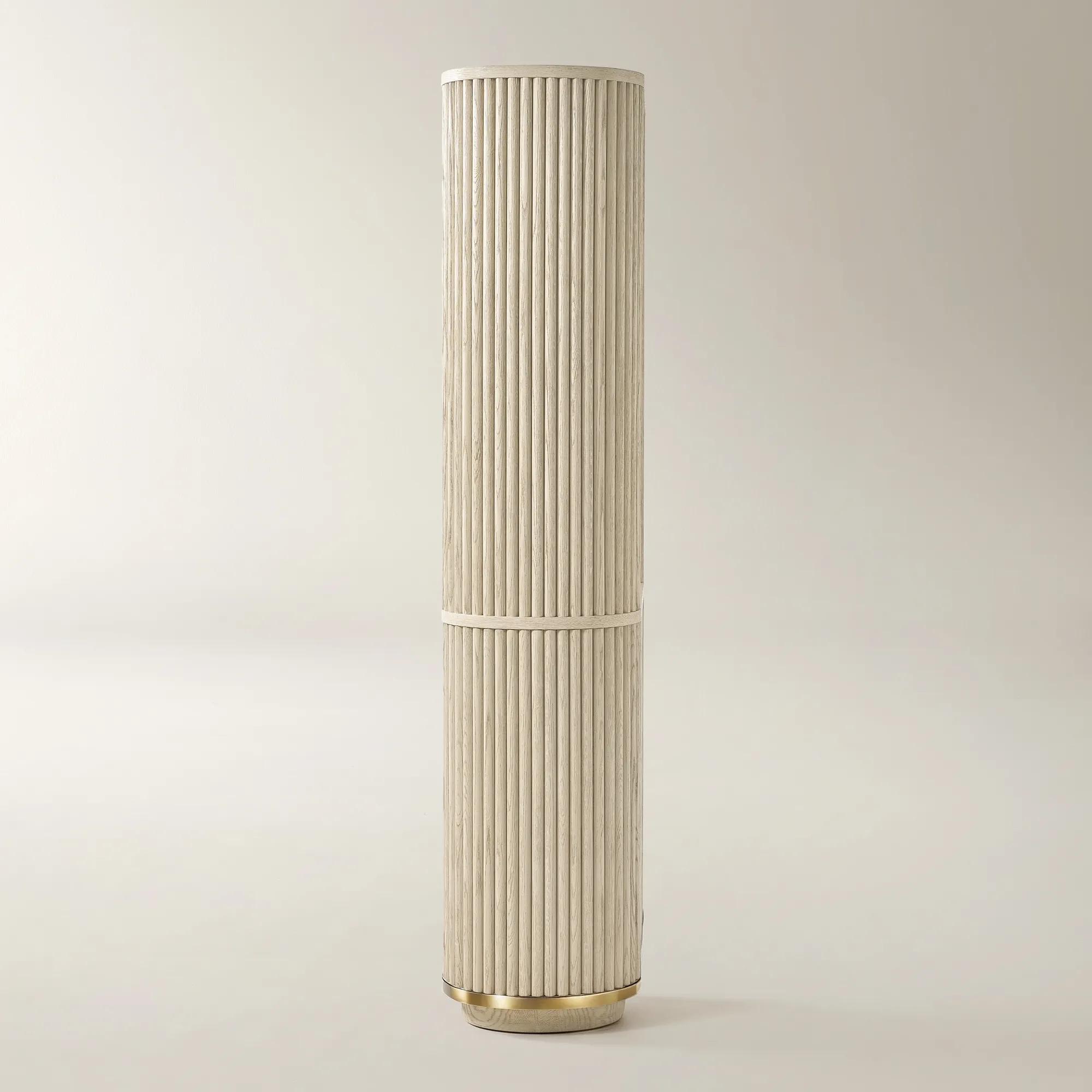 Stria Reeded White Oak Bookcase (80")