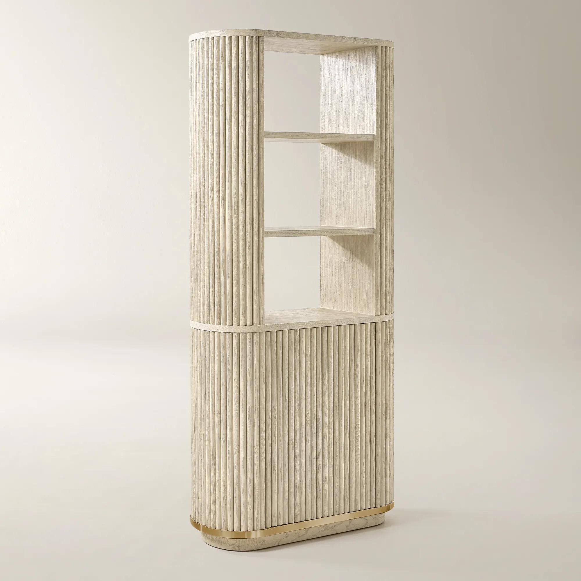 Stria Reeded White Oak Bookcase (80")