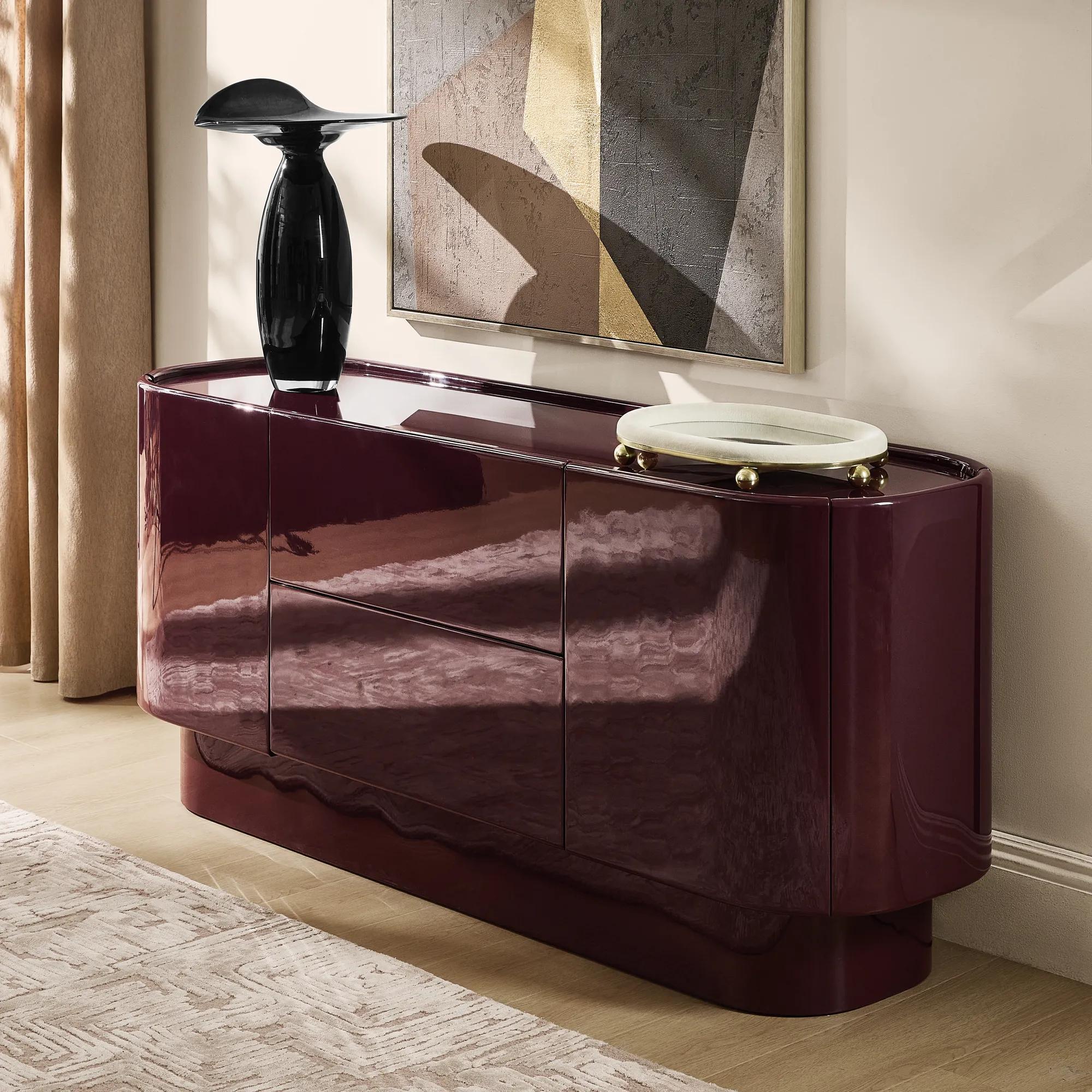 Velar Lacquered Ox Blood Buffet (70")