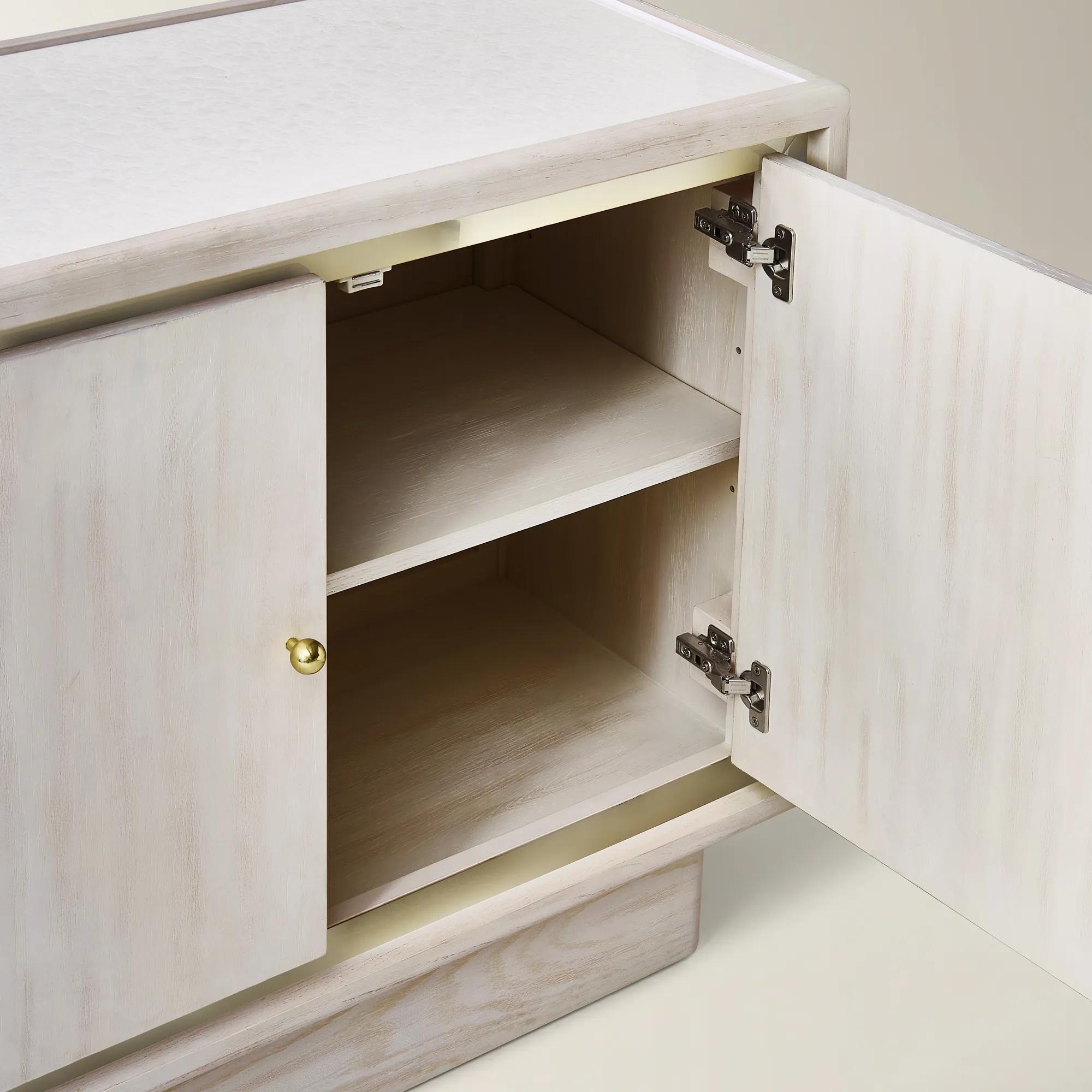 Lumina Bleached Oak Buffet With Pearl Lacquered Top (72")
