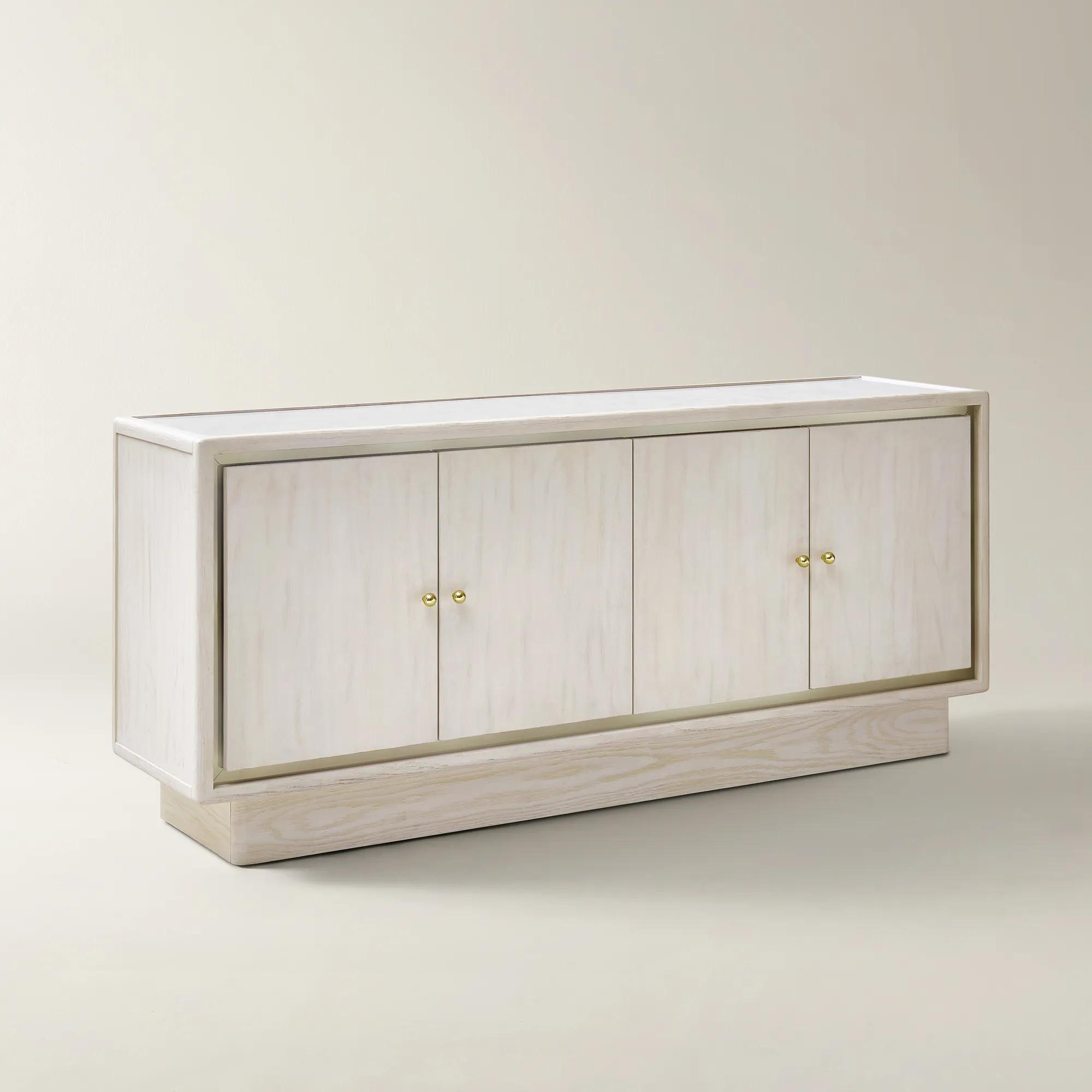 Lumina Bleached Oak Buffet With Pearl Lacquered Top (72")