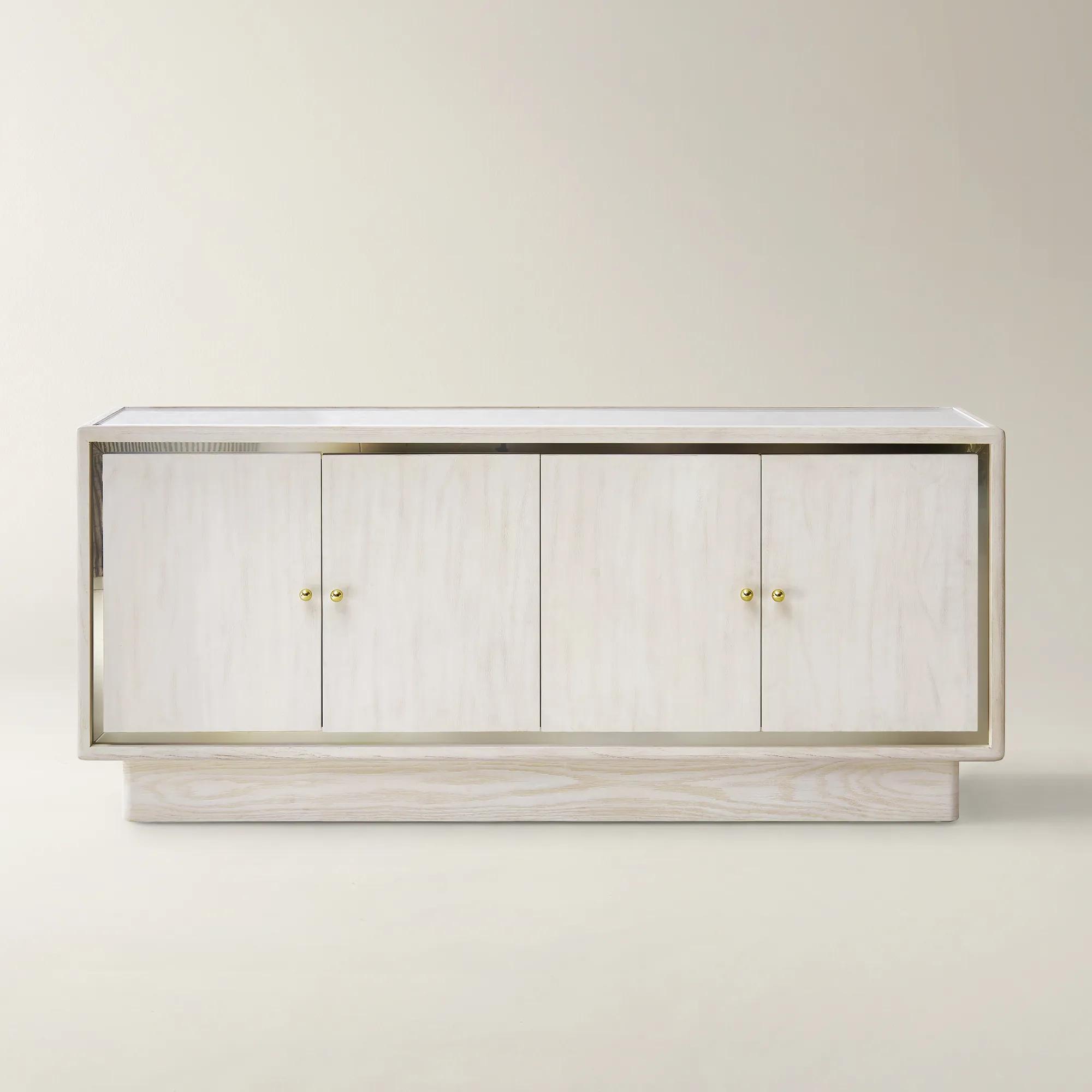 Lumina Bleached Oak Buffet With Pearl Lacquered Top (72")