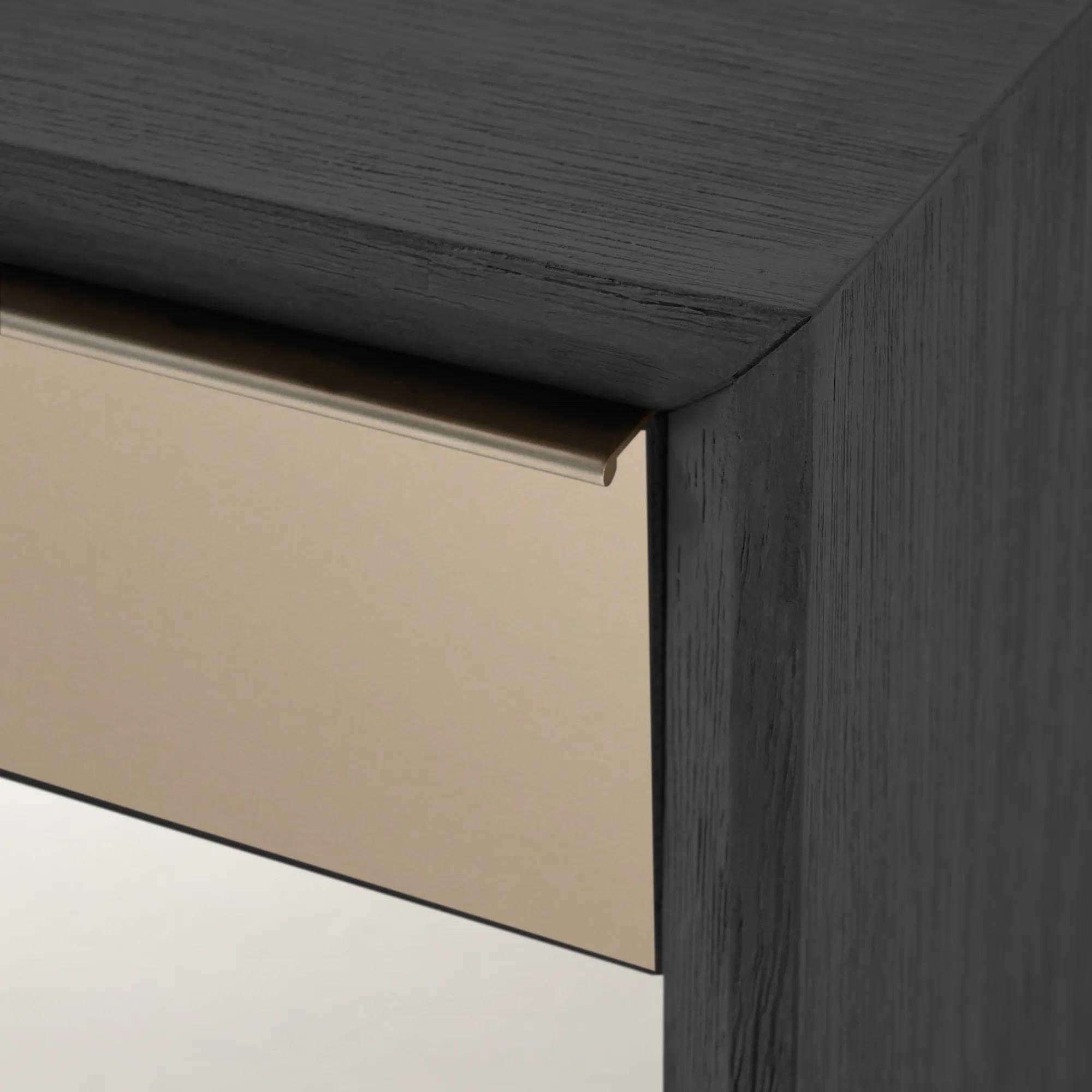 Glimmer Mirrored 2-Drawer Black Oak Console Table (62")
