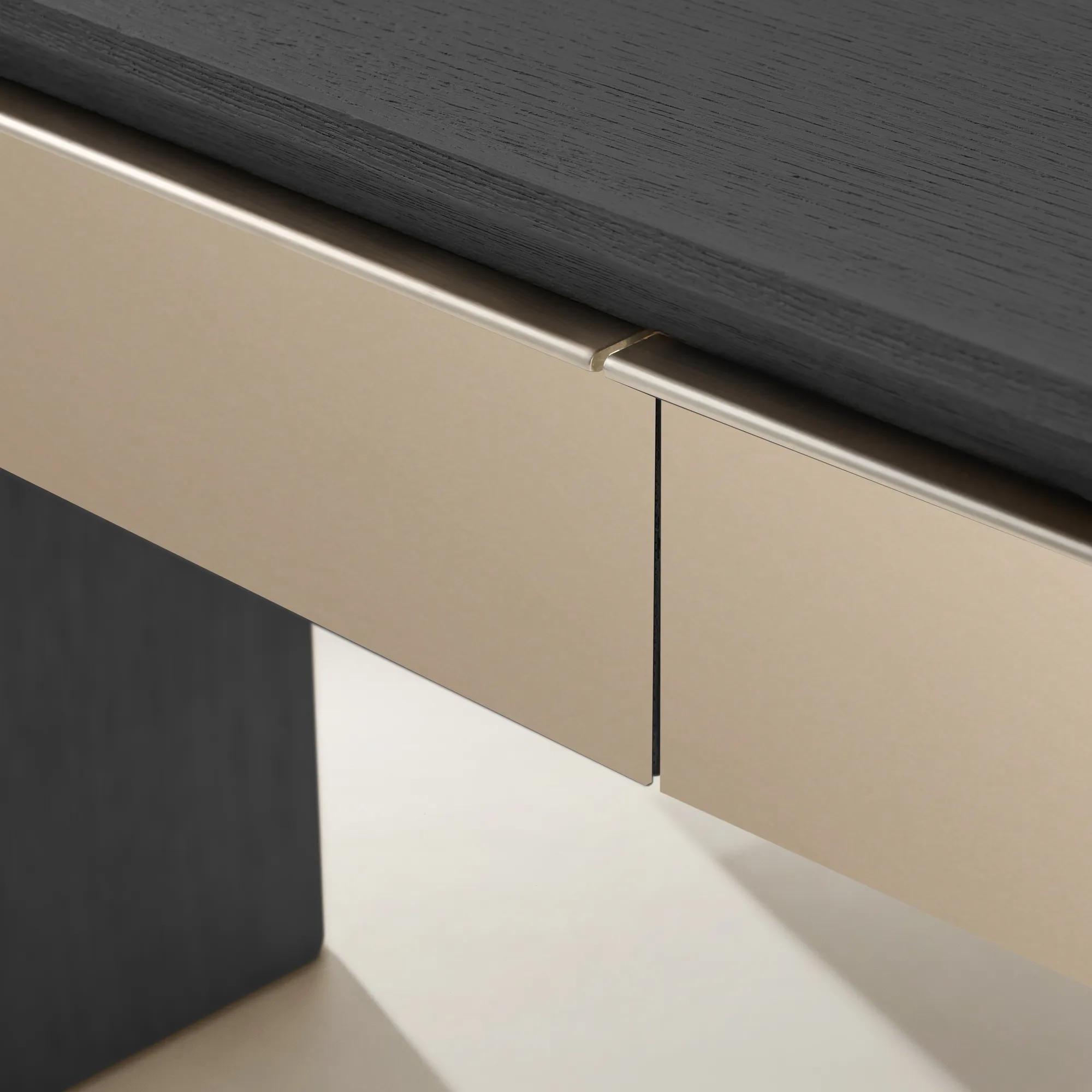 Glimmer Mirrored 2-Drawer Black Oak Console Table (62")