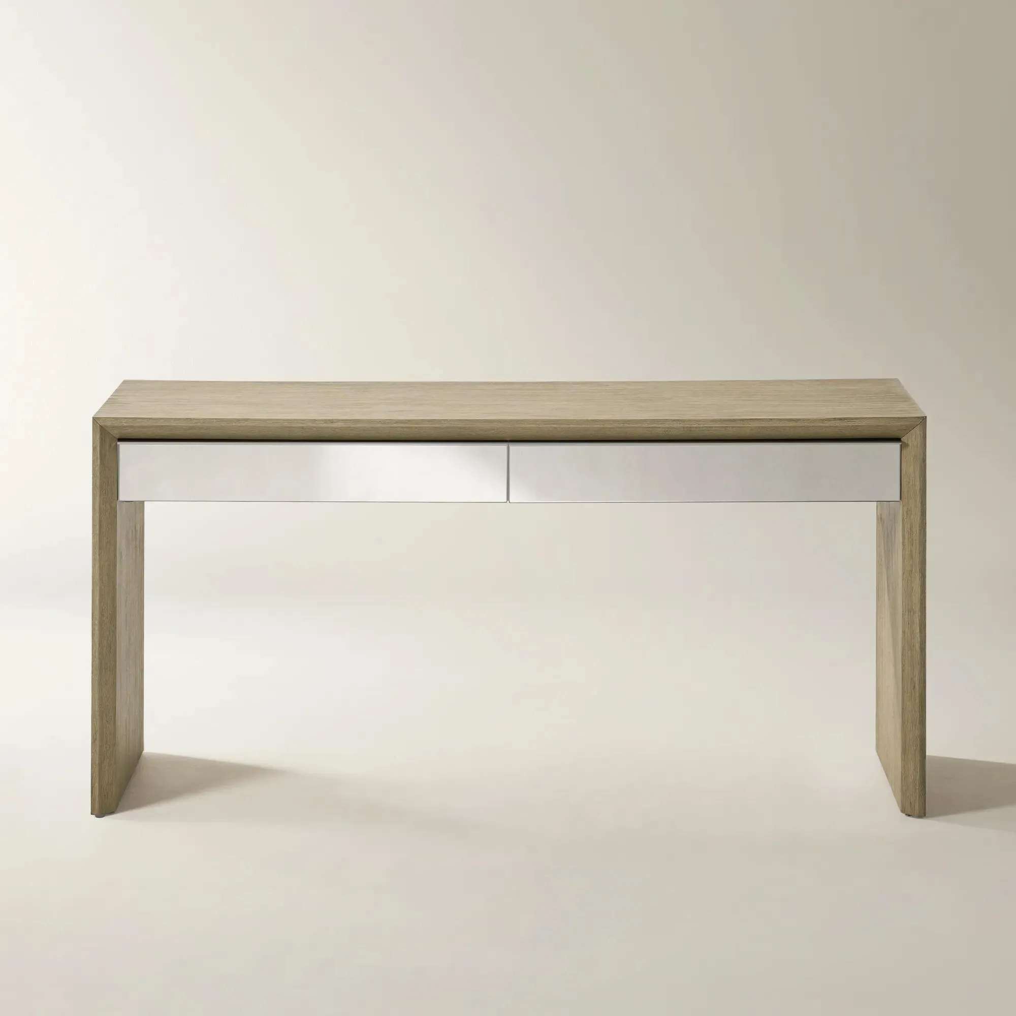 Glimmer Mirrored 2-Drawer Oak Console Table (62")