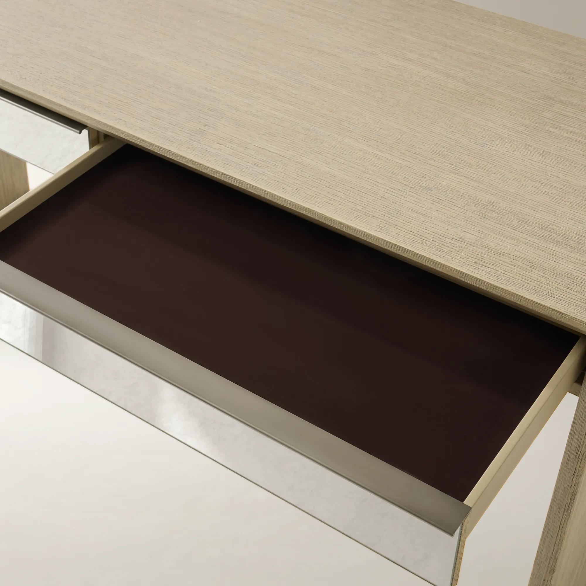 Glimmer Mirrored 2-Drawer Sea Drift Oak Console Table (62")