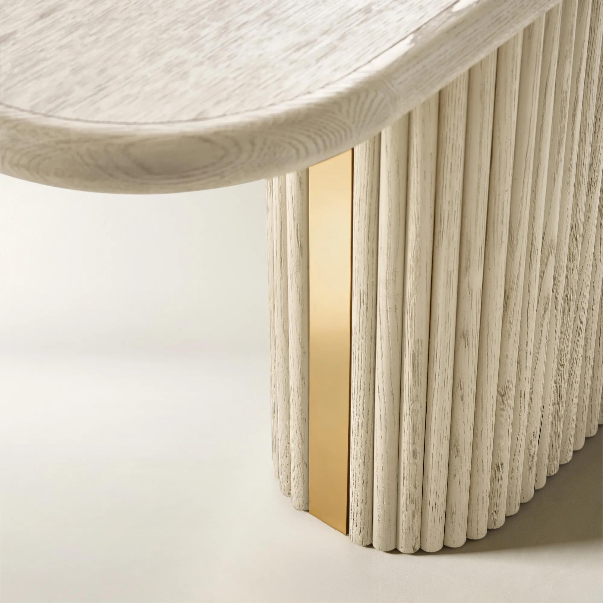 Stria Oval Reeded White Oak Console Table (63")