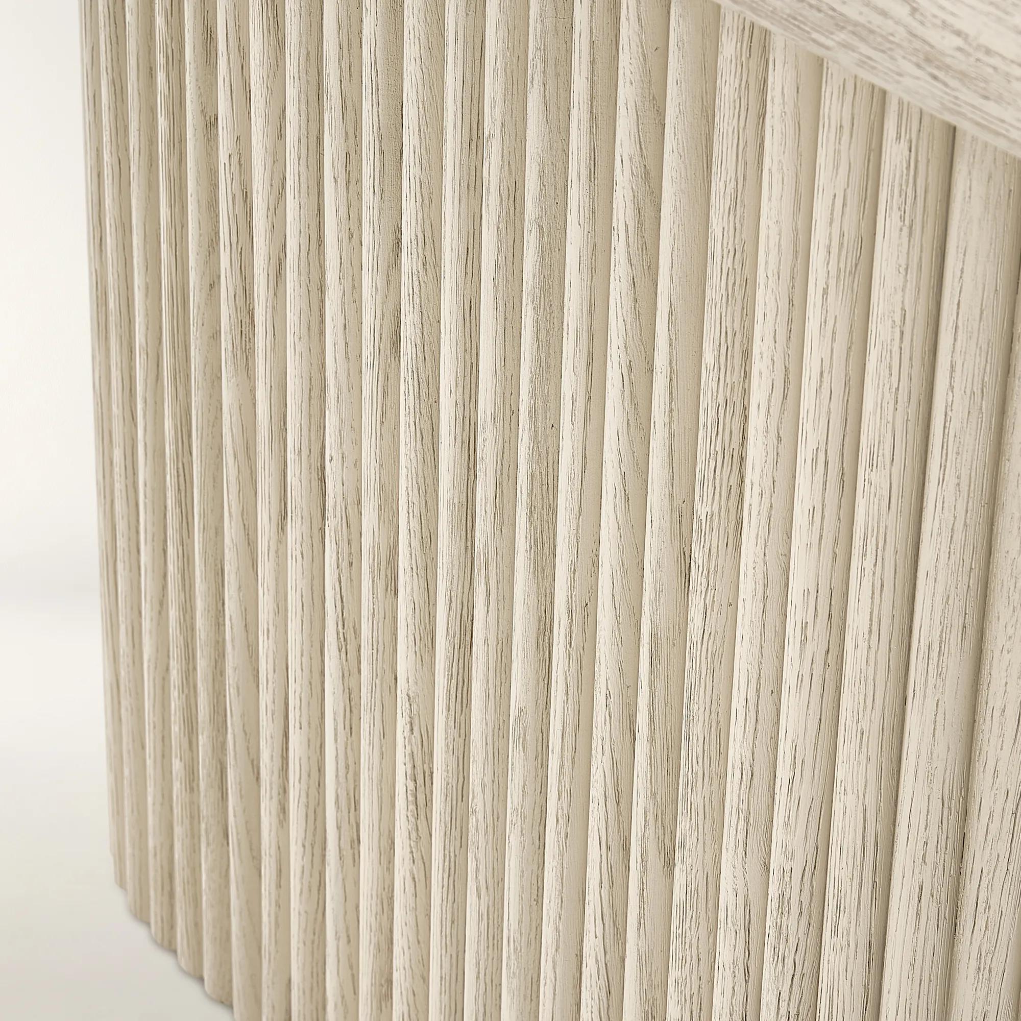 Stria Oval Reeded White Oak Console Table (63")