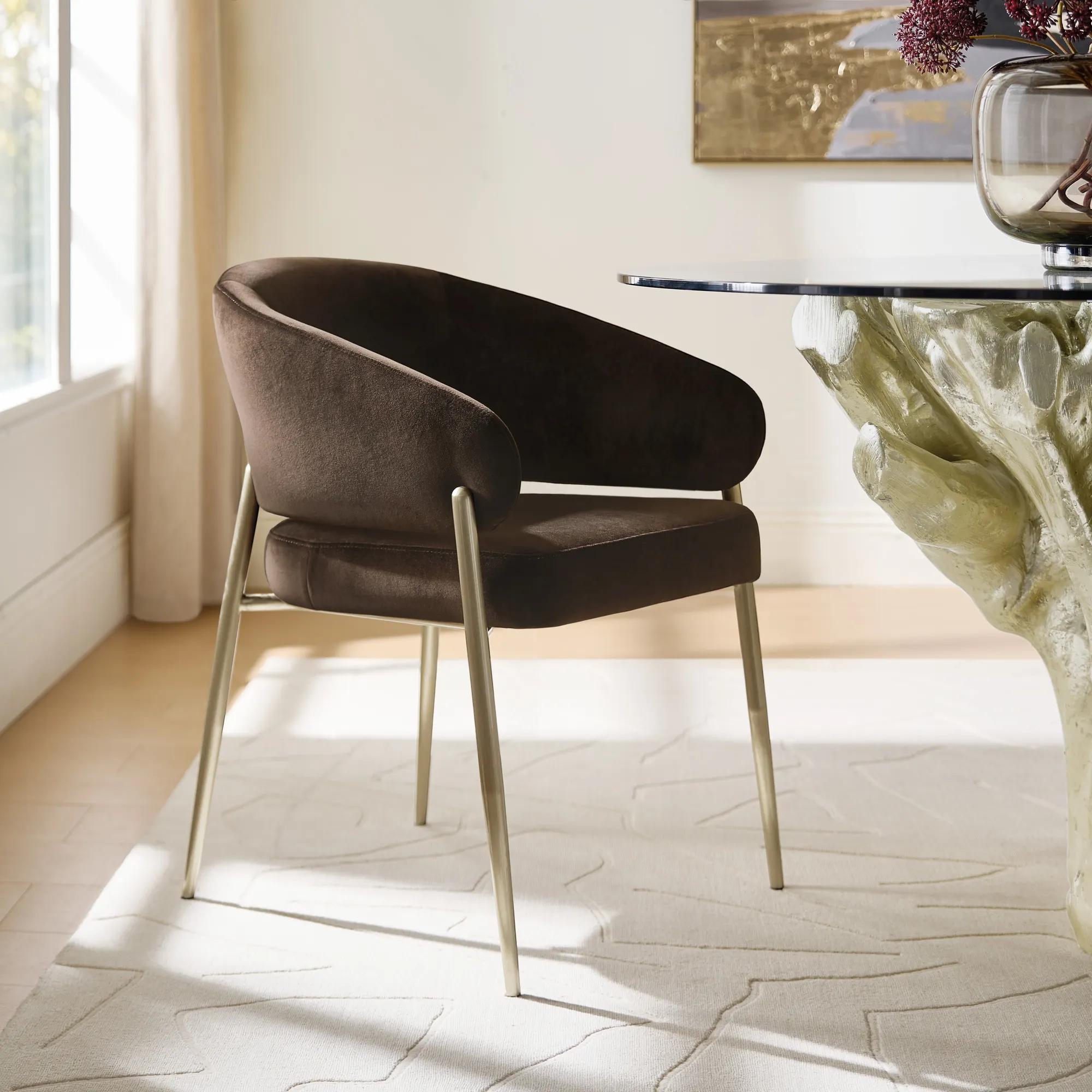 Nara Dark Chocolate Velvet Dining Chair Set Of 2