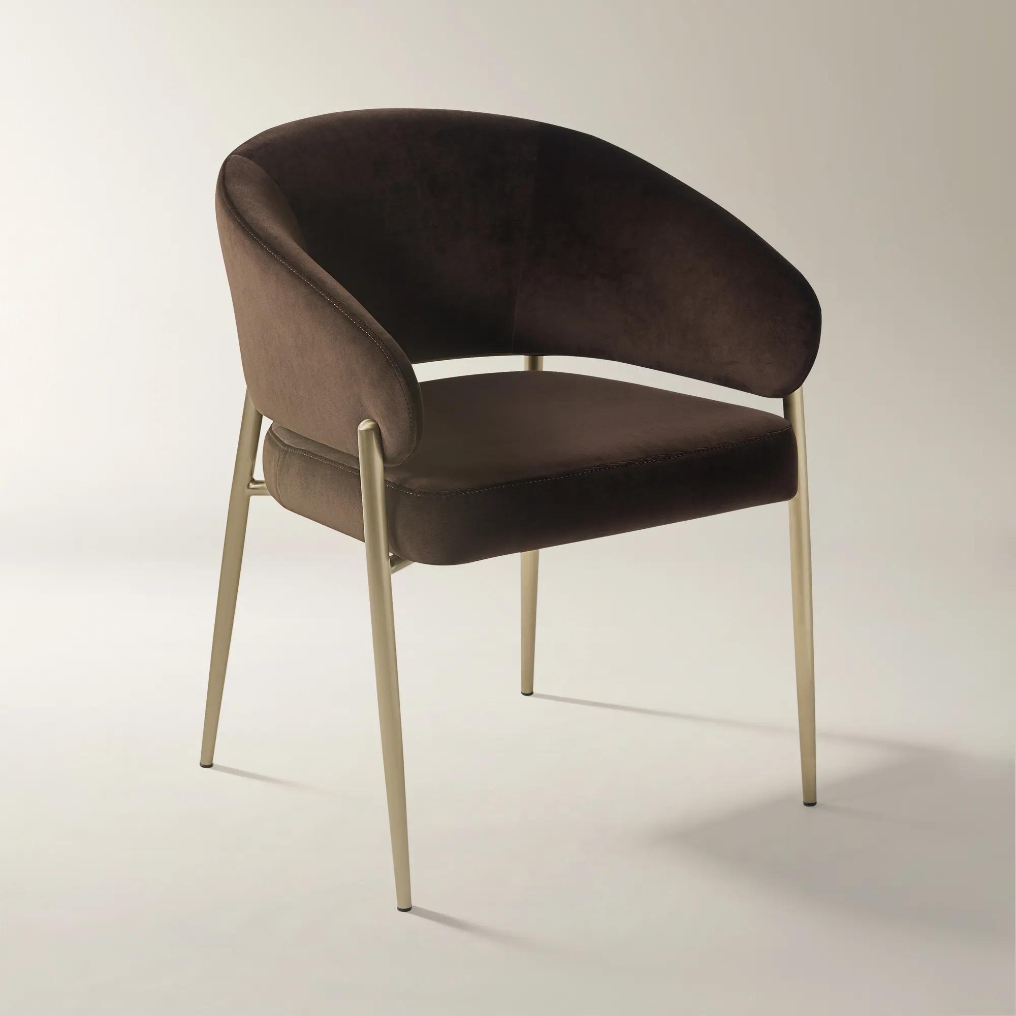 Nara Dark Chocolate Velvet Dining Chair Set Of 2