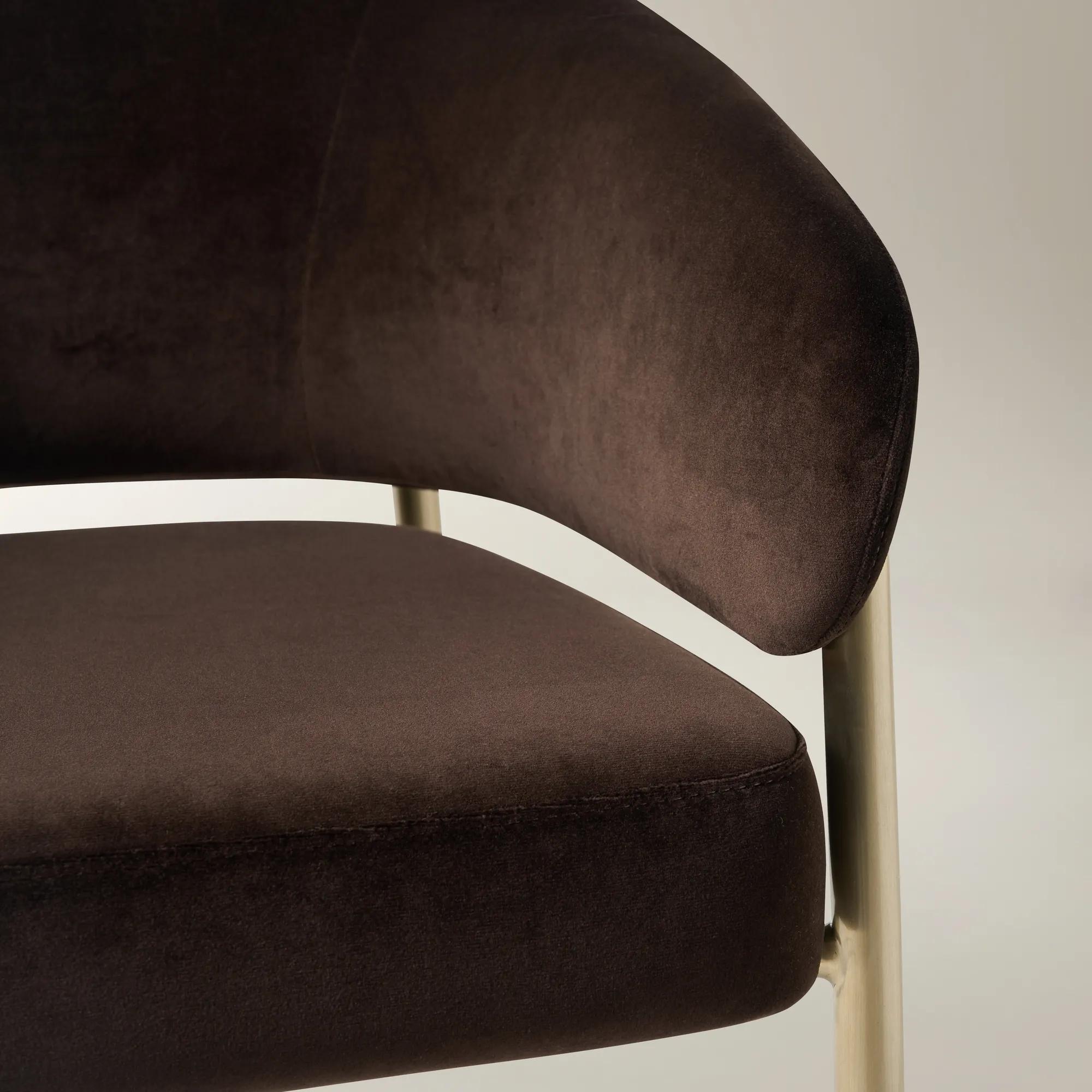 Nara Dark Chocolate Velvet Dining Chair Set Of 2