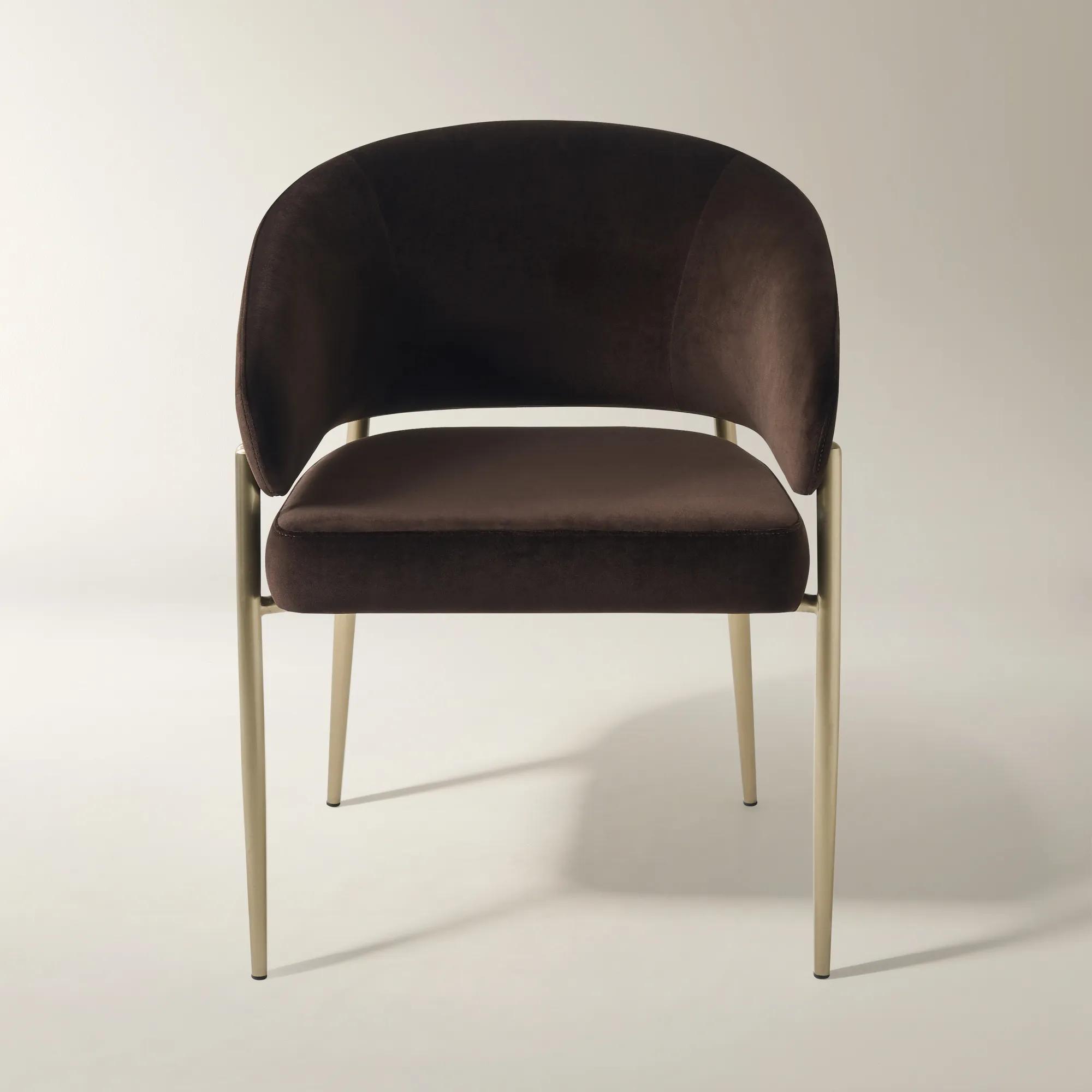 Nara Dark Chocolate Velvet Dining Chair Set Of 2