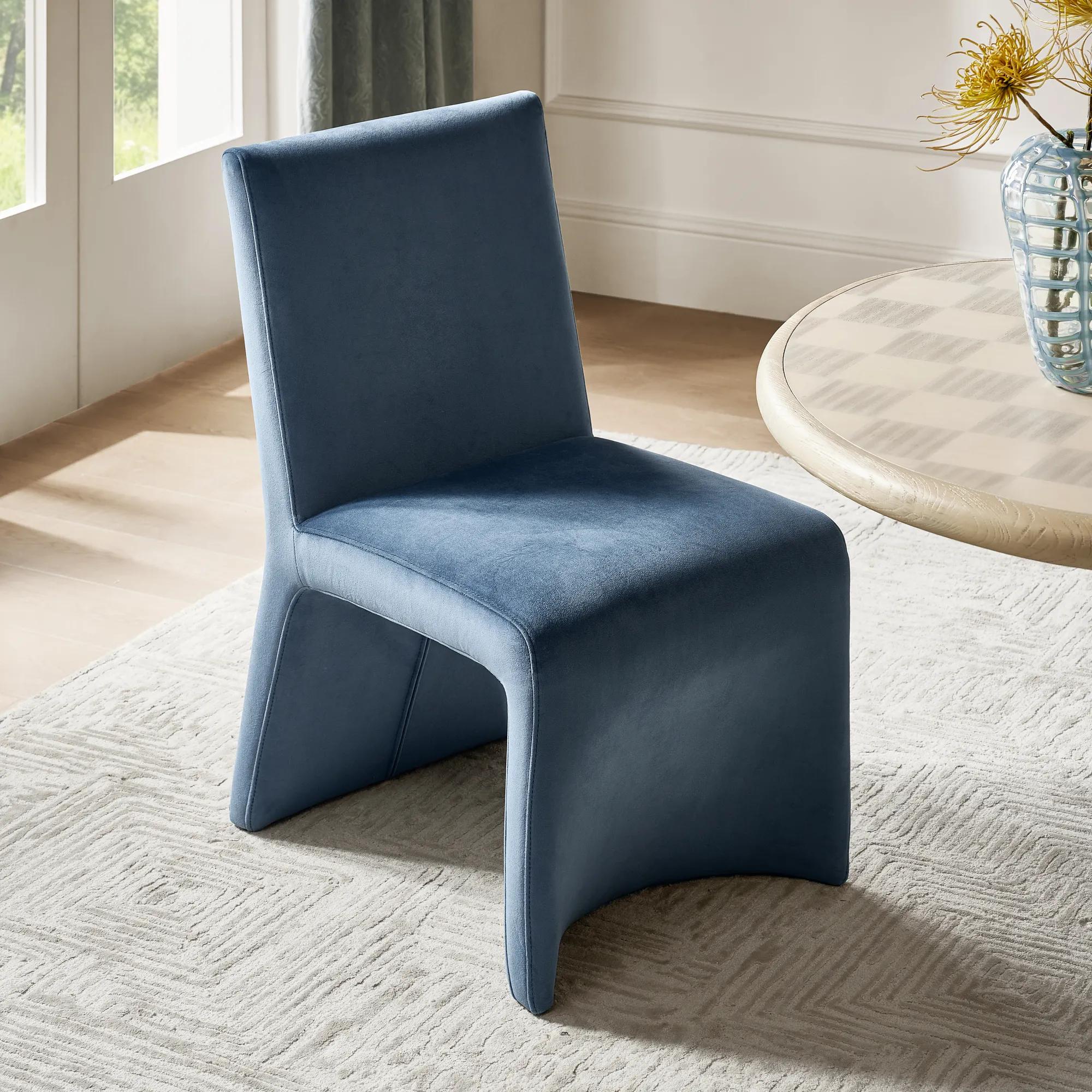 Elara Dusty Blue Velvet Dining Chair Set Of 2