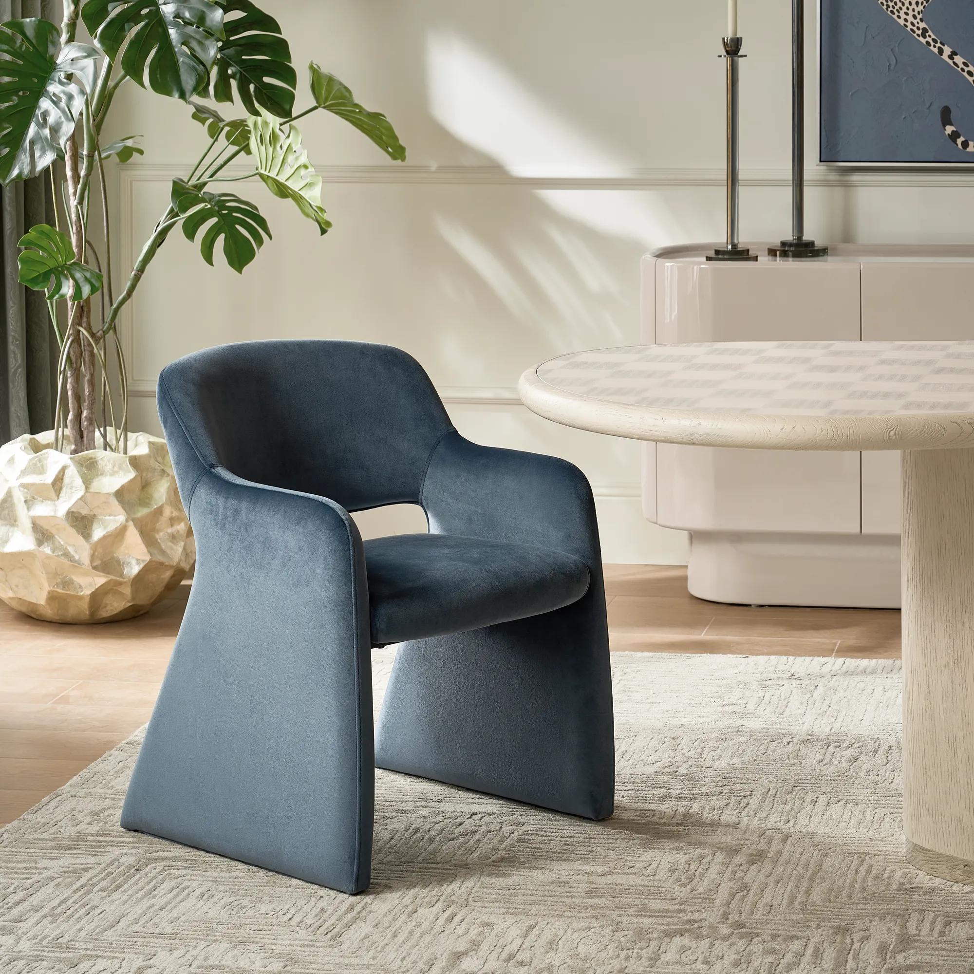 Elara Dusty Blue Velvet Dining Chair