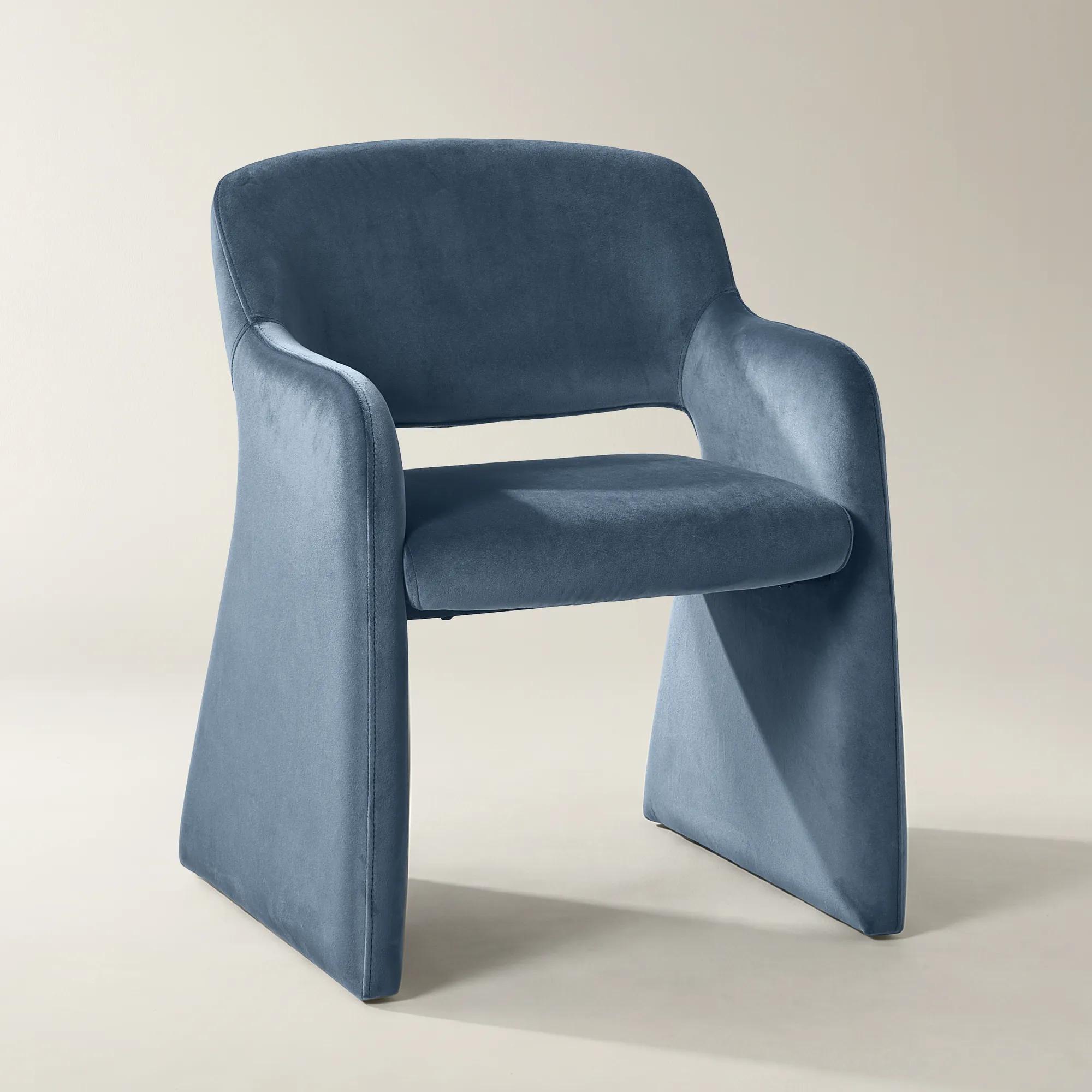 Elara Dusty Blue Velvet Dining Chair