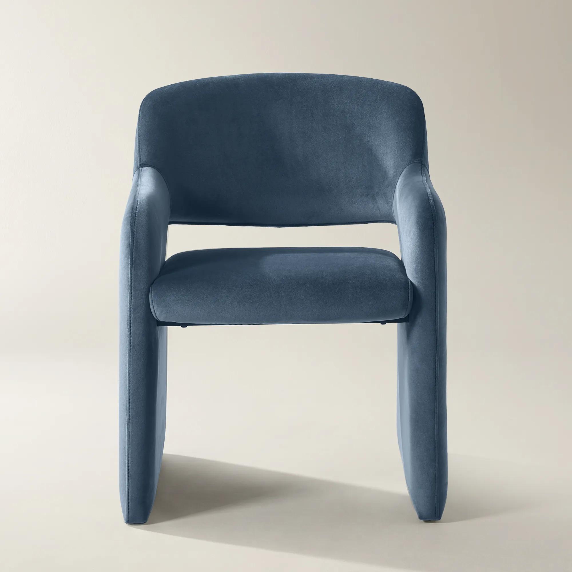Elara Dusty Blue Velvet Dining Chair