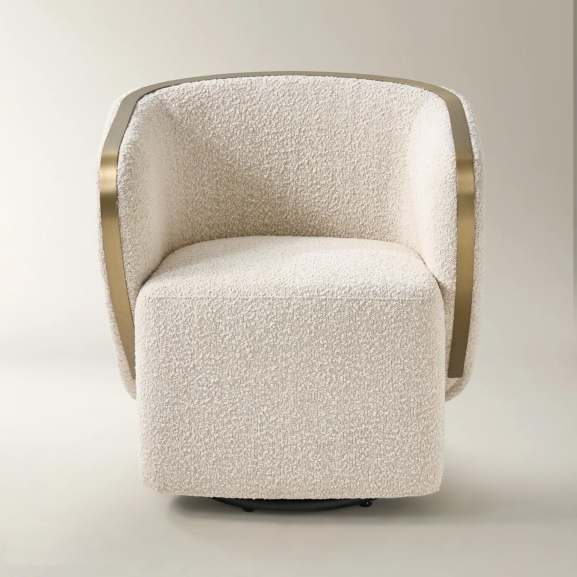 Nova Performance Boucle Swivel Chair - Ivory
