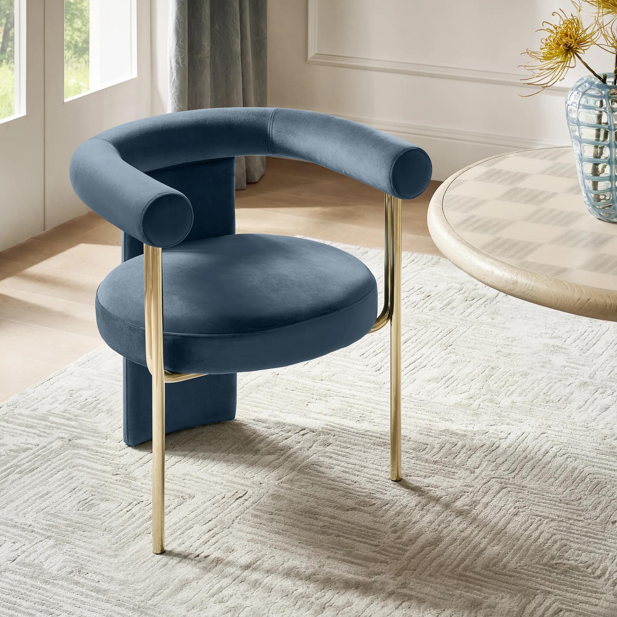 Davina Dusty Blue Velvet Dining Chair Set Of 2