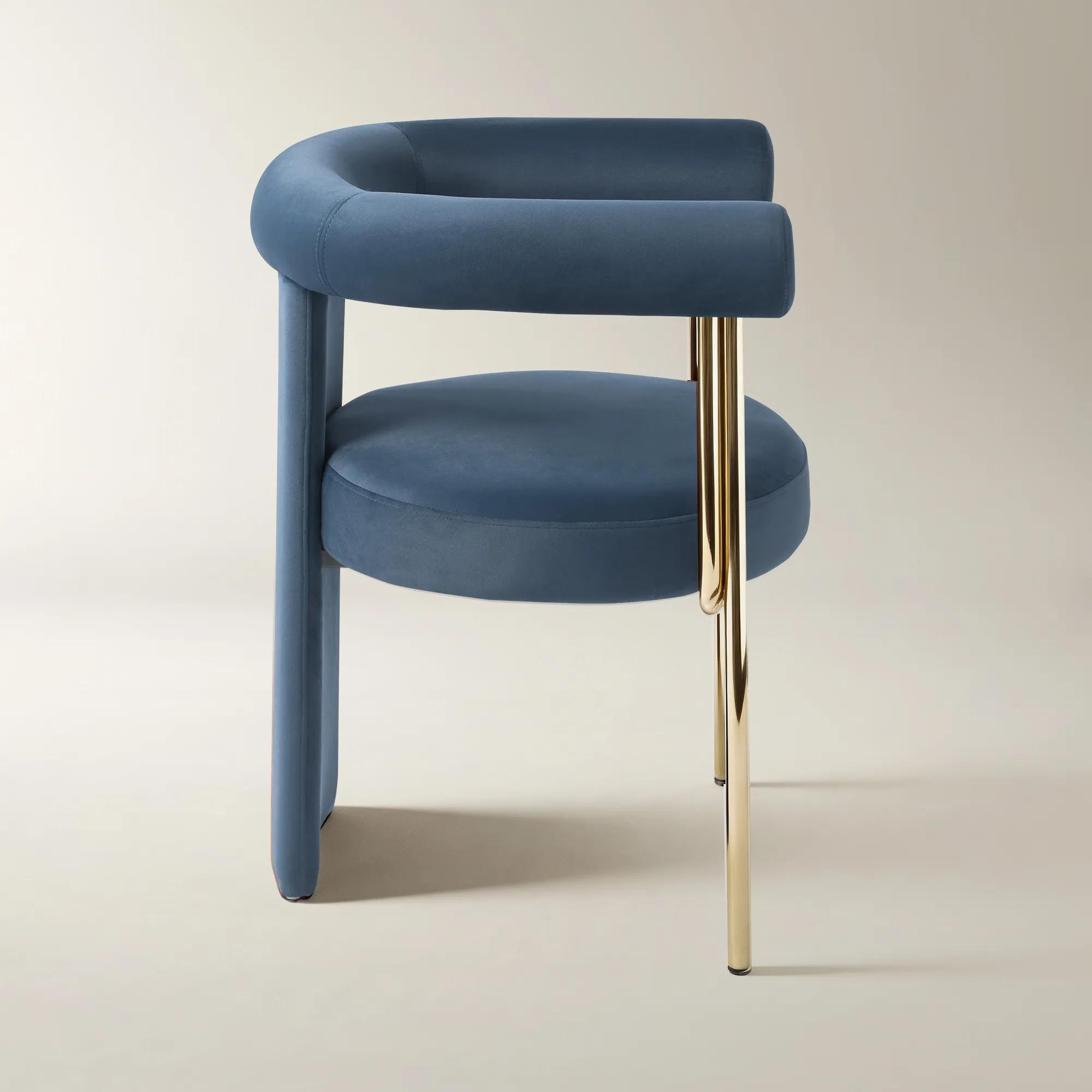 Davina Dusty Blue Velvet Dining Chair Set Of 2