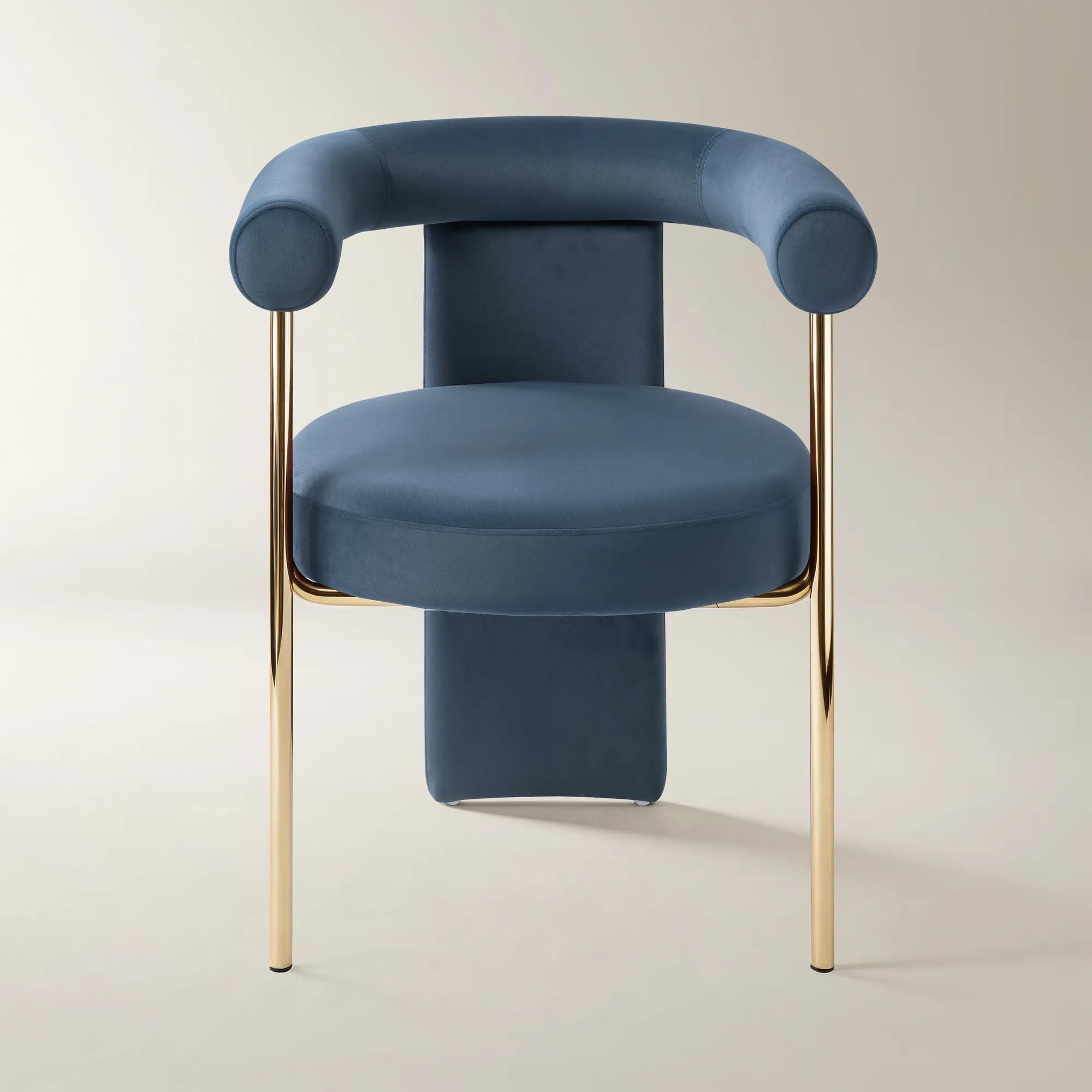 Davina Dusty Blue Velvet Dining Chair Set Of 2
