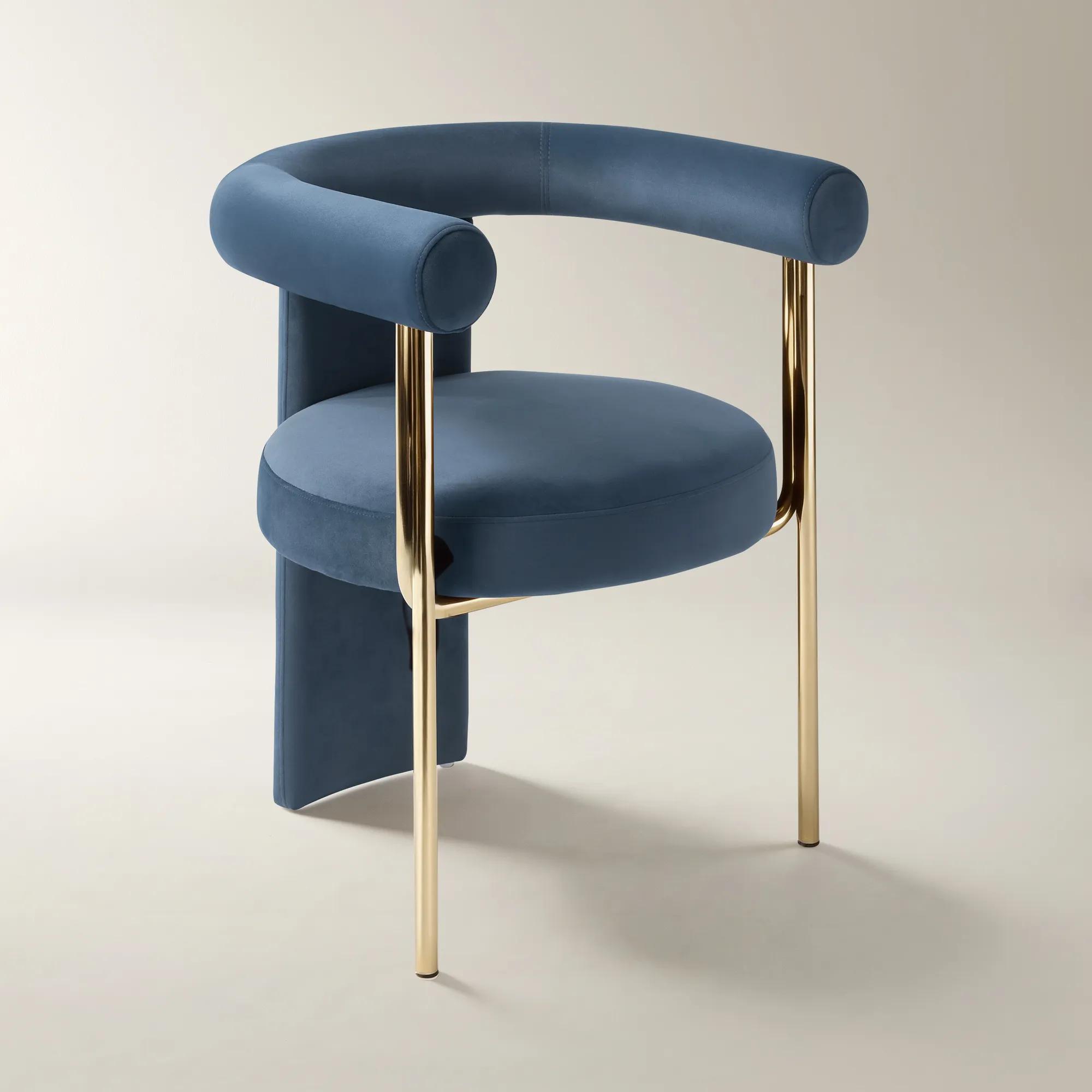 Davina Dusty Blue Velvet Dining Chair Set Of 2