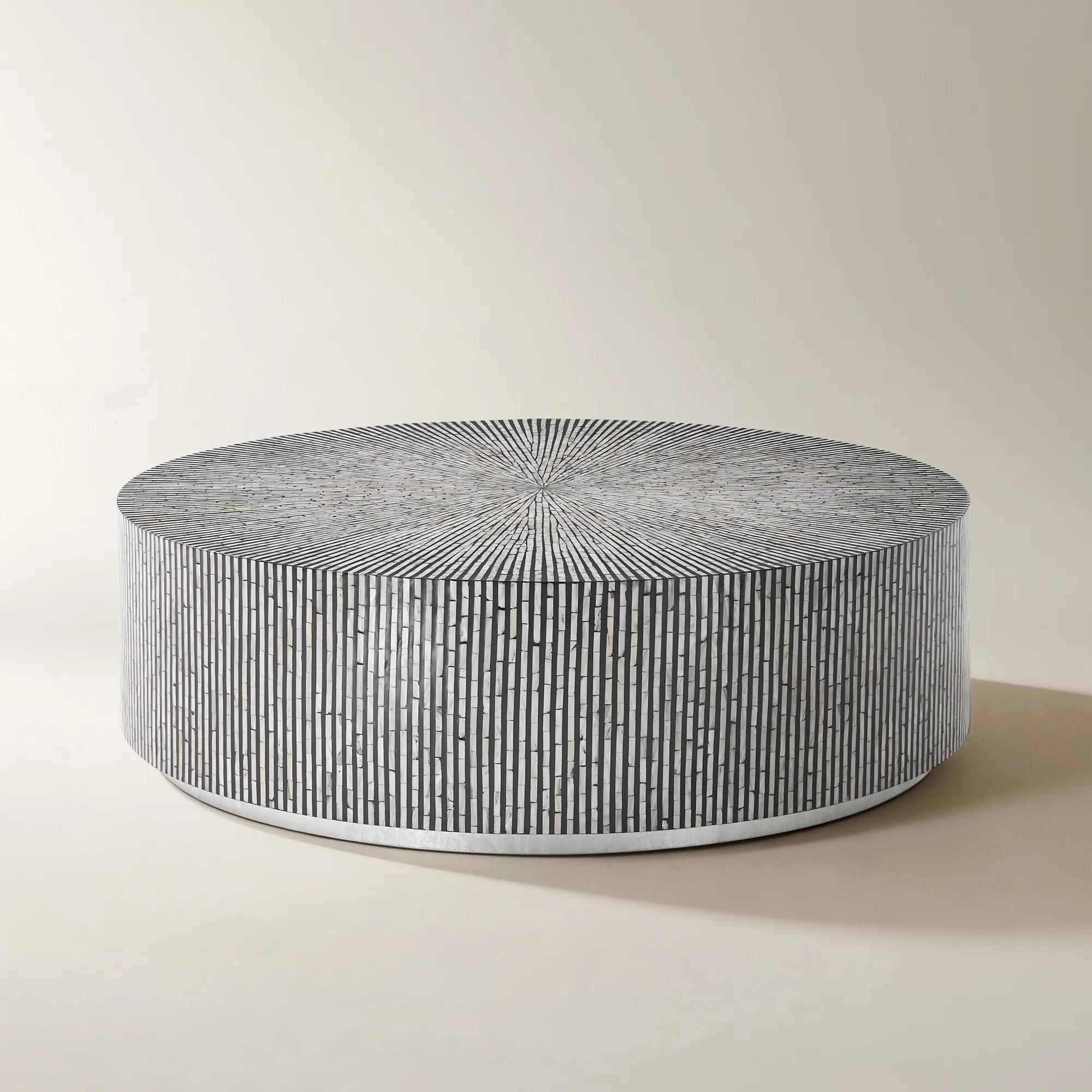 Marina Round Mosaic Black Coffee Table (52")