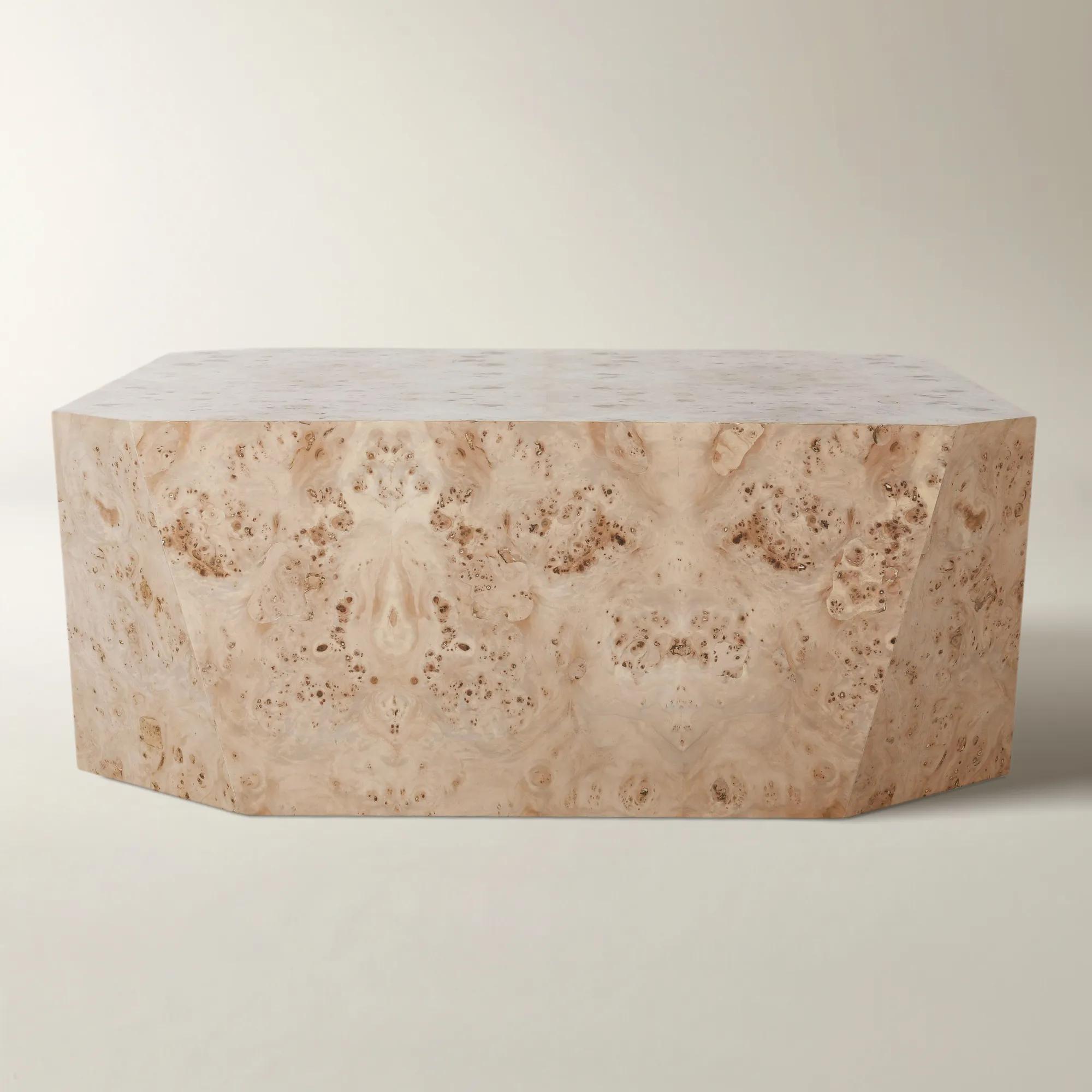 Avena Burl Wood 42" Square Coffee Table - Natural