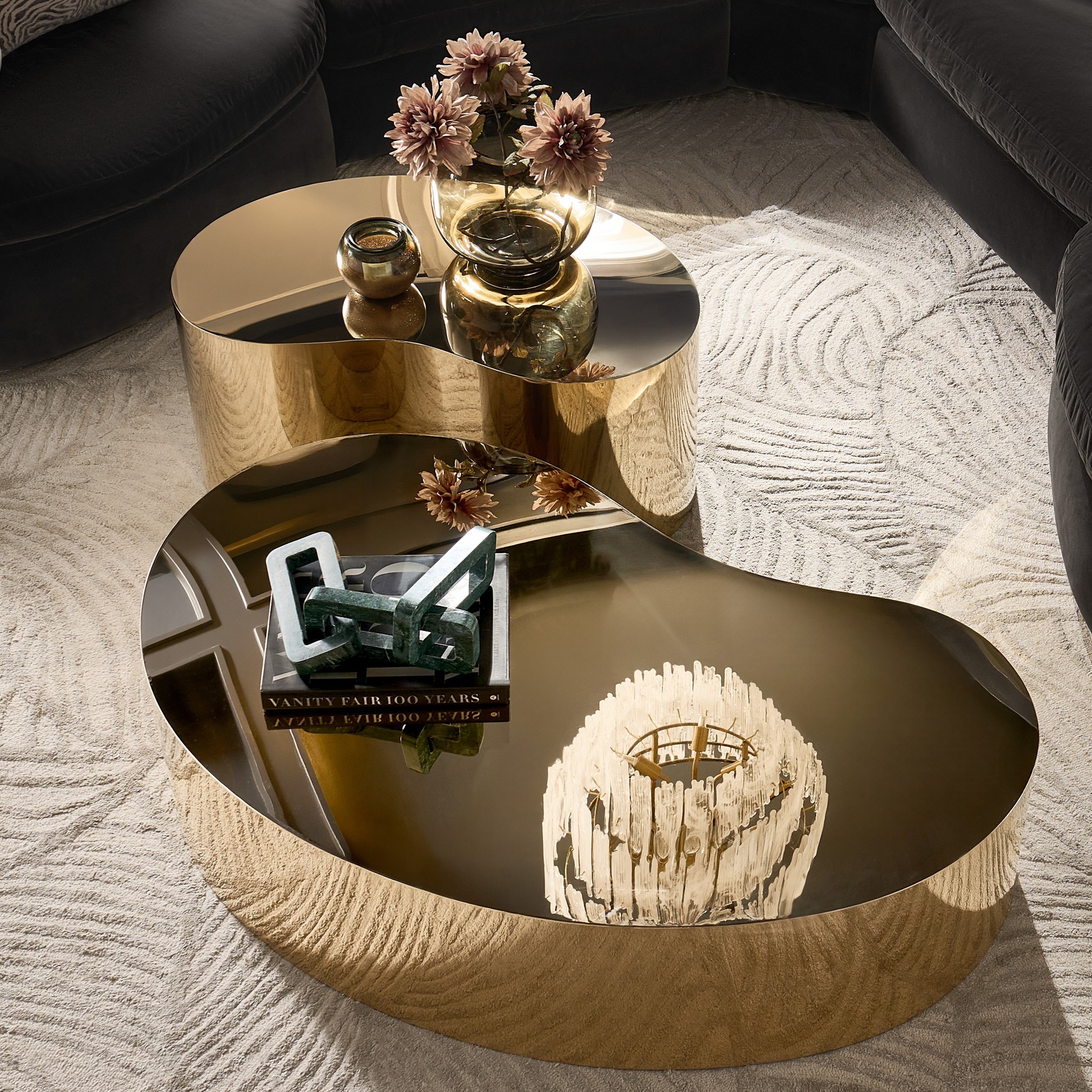 Aurea Soft Gold Coffee Table Set of 2 (37.5"-57")