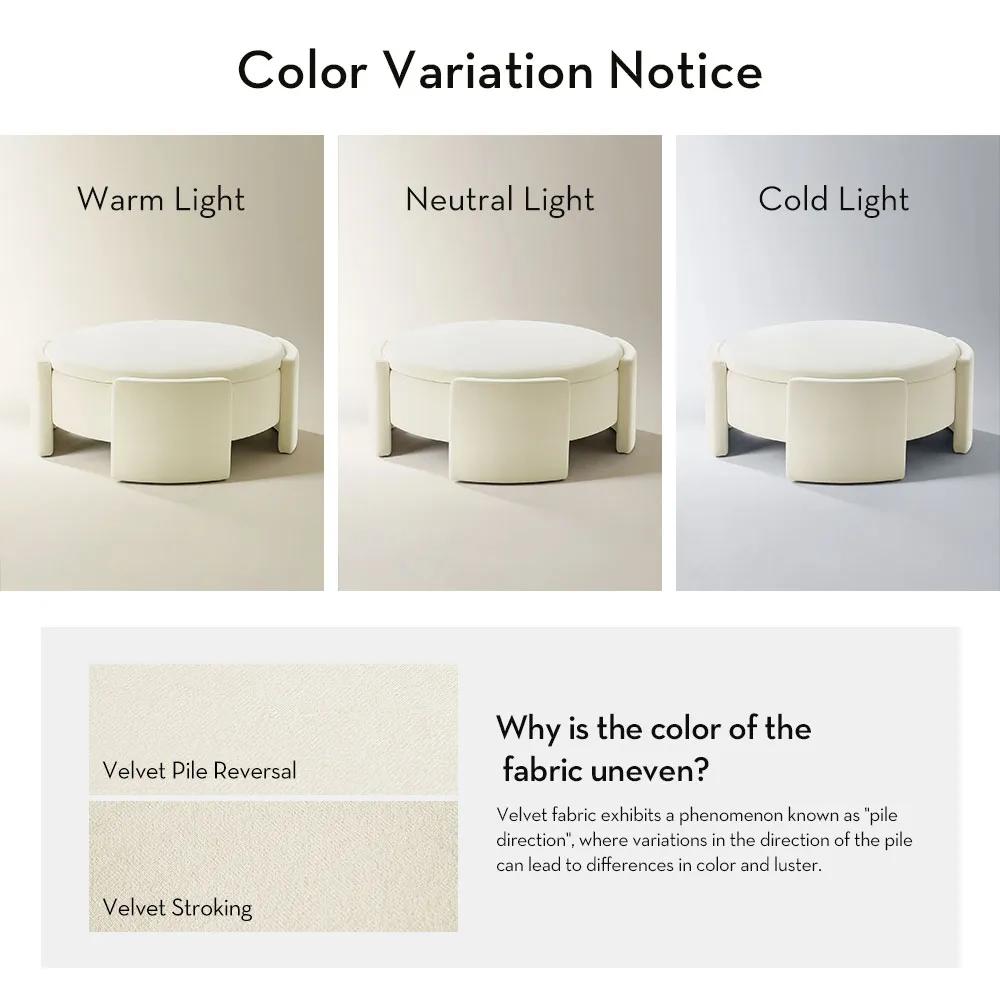 Jora Round Cloud Velvet Storage Coffee Table With Reversible Tabletop (47.25")