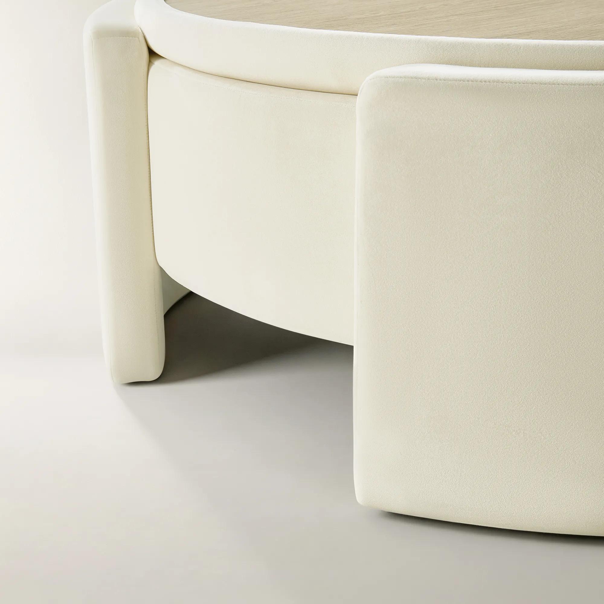 Jora Round Cloud Velvet Storage Coffee Table With Reversible Tabletop (47.25")