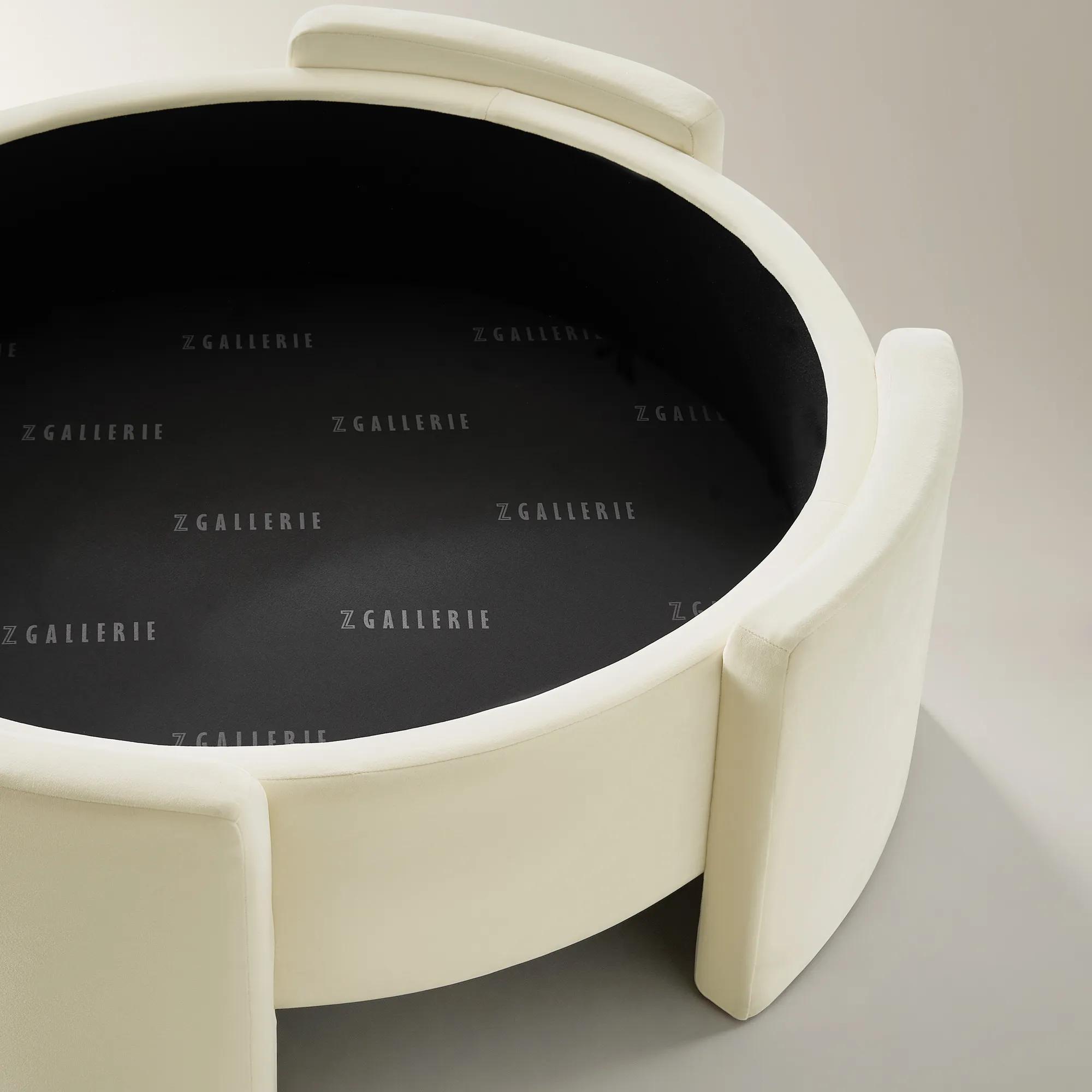Jora Round Cloud Velvet Storage Coffee Table With Reversible Tabletop (47.25")