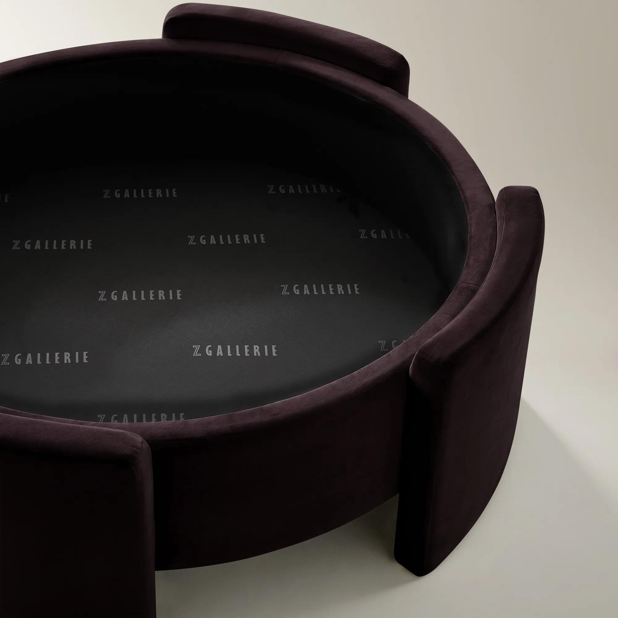 Jora Round Fig Velvet Storage Coffee Table With Reversible Tabletop (47.25")