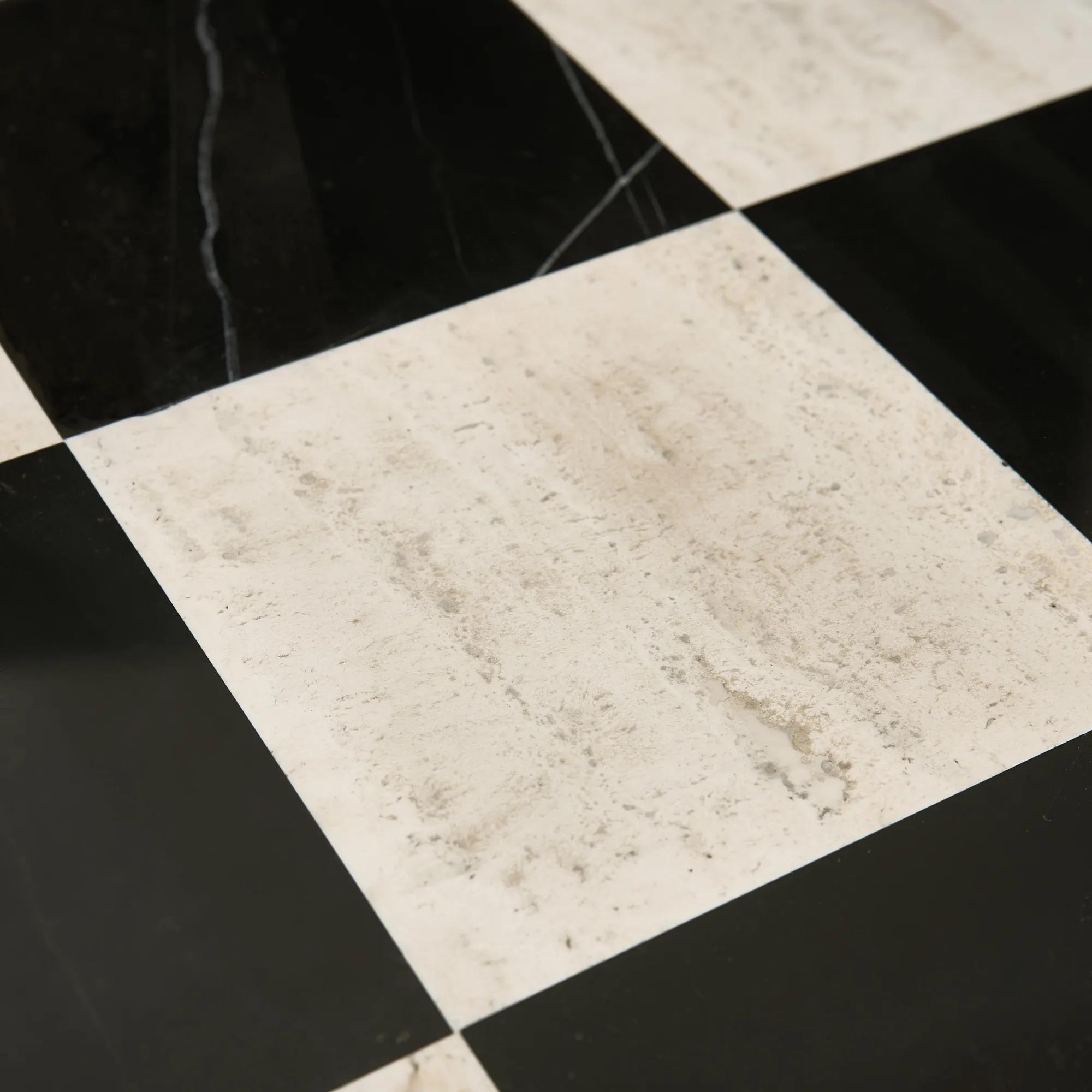 Chessa Rectangular Chequered Marble Coffee Table (53.1")