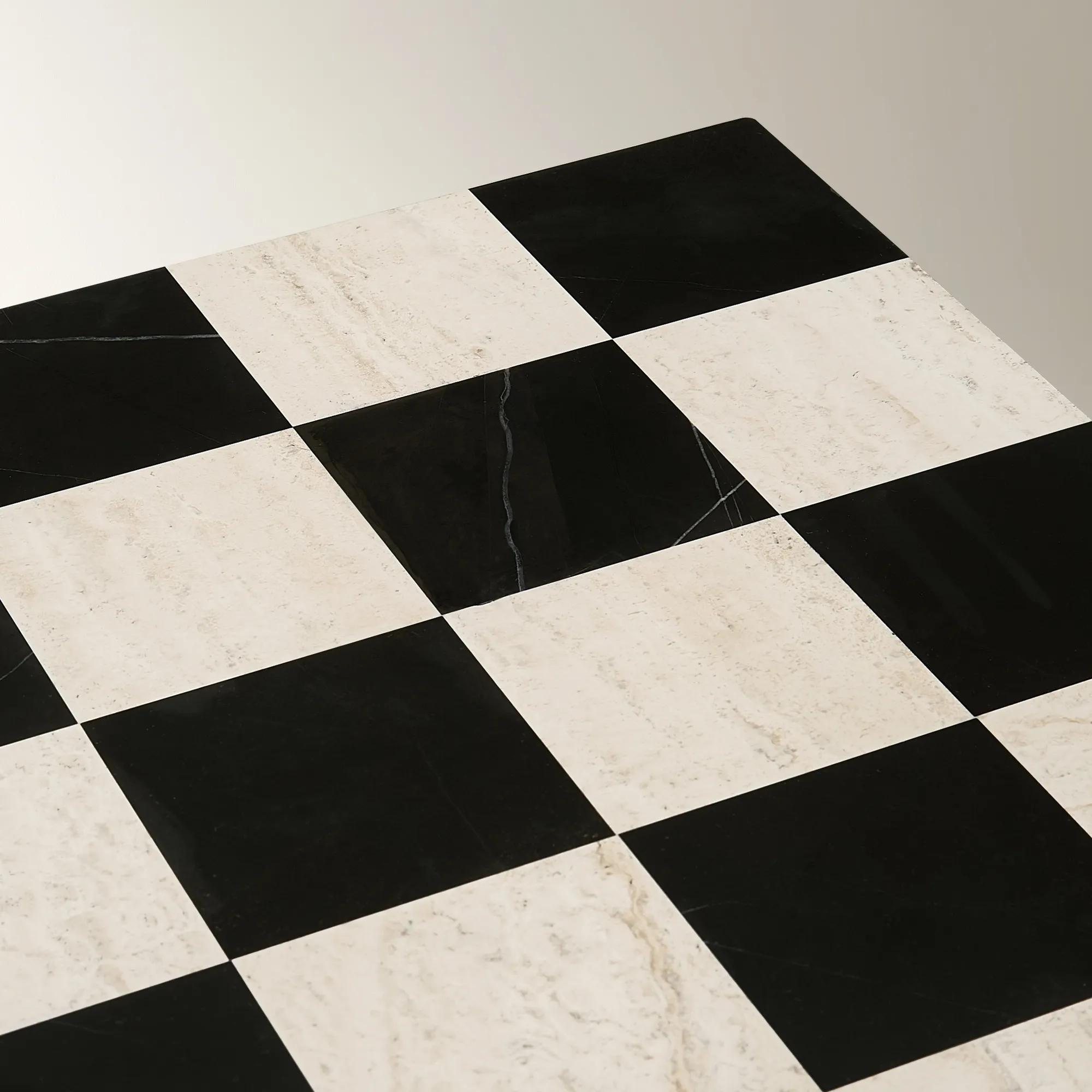 Chessa Rectangular Chequered Marble Coffee Table (53.1")