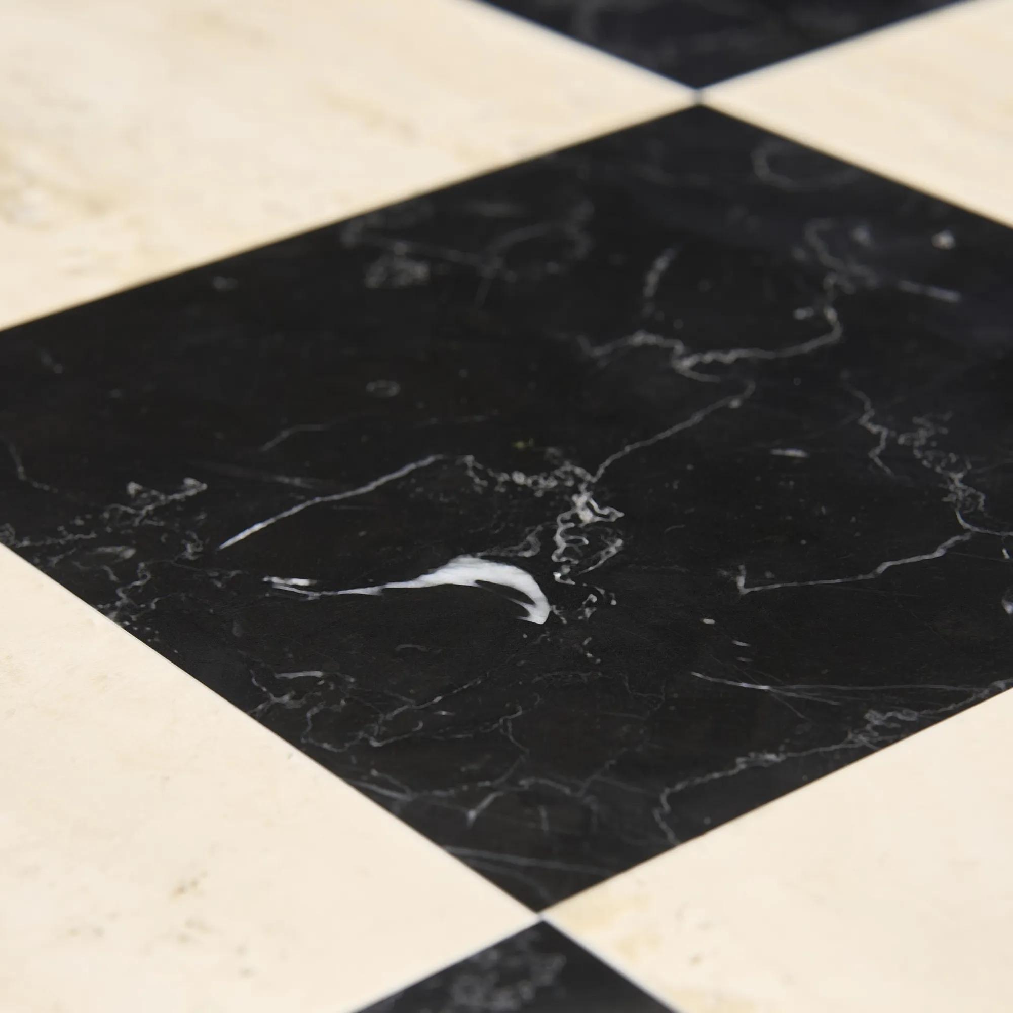 Chessa Square Chequered Marble End Table (12")