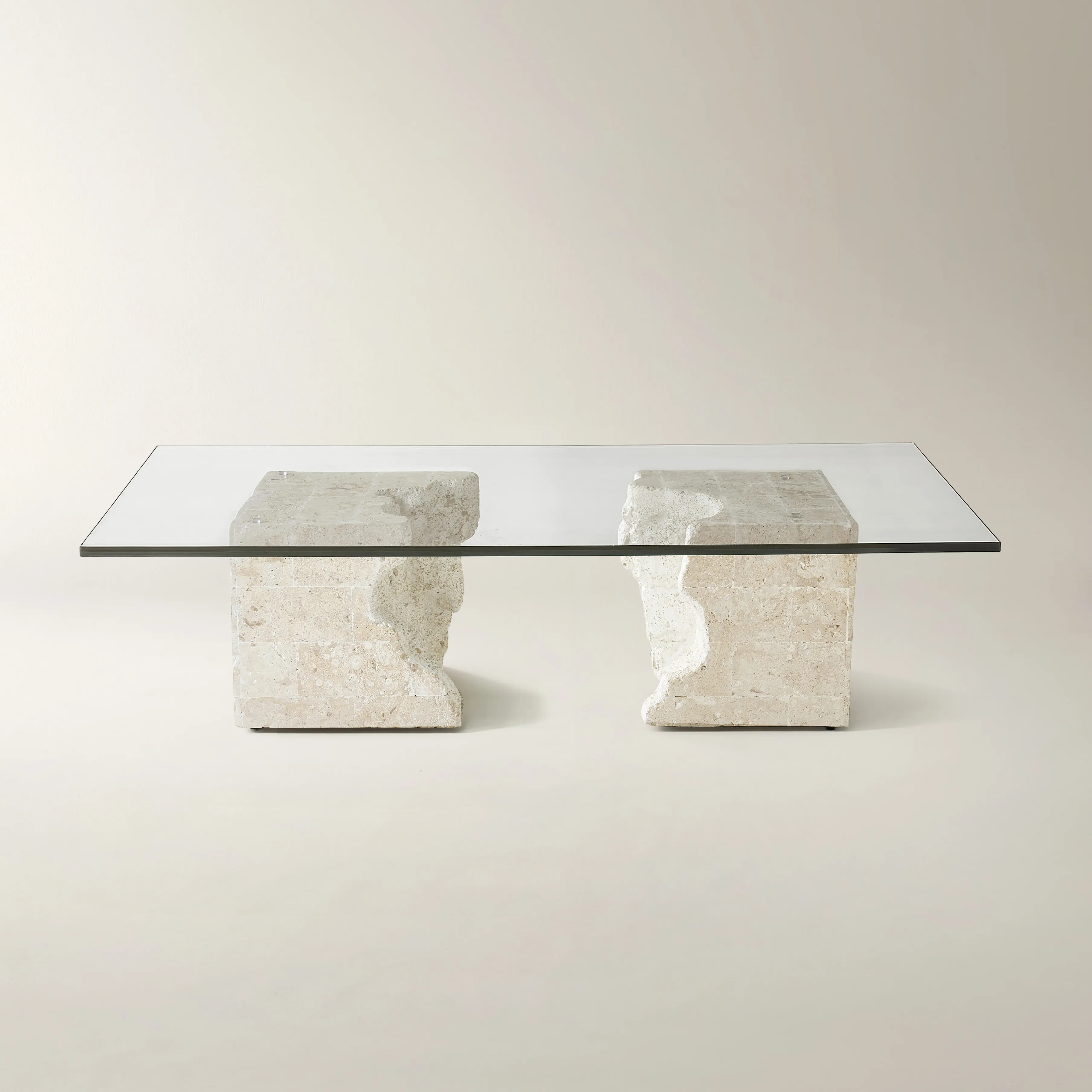 Cairo Rectangular Mactan Stone Coffee Table With Glass Top
