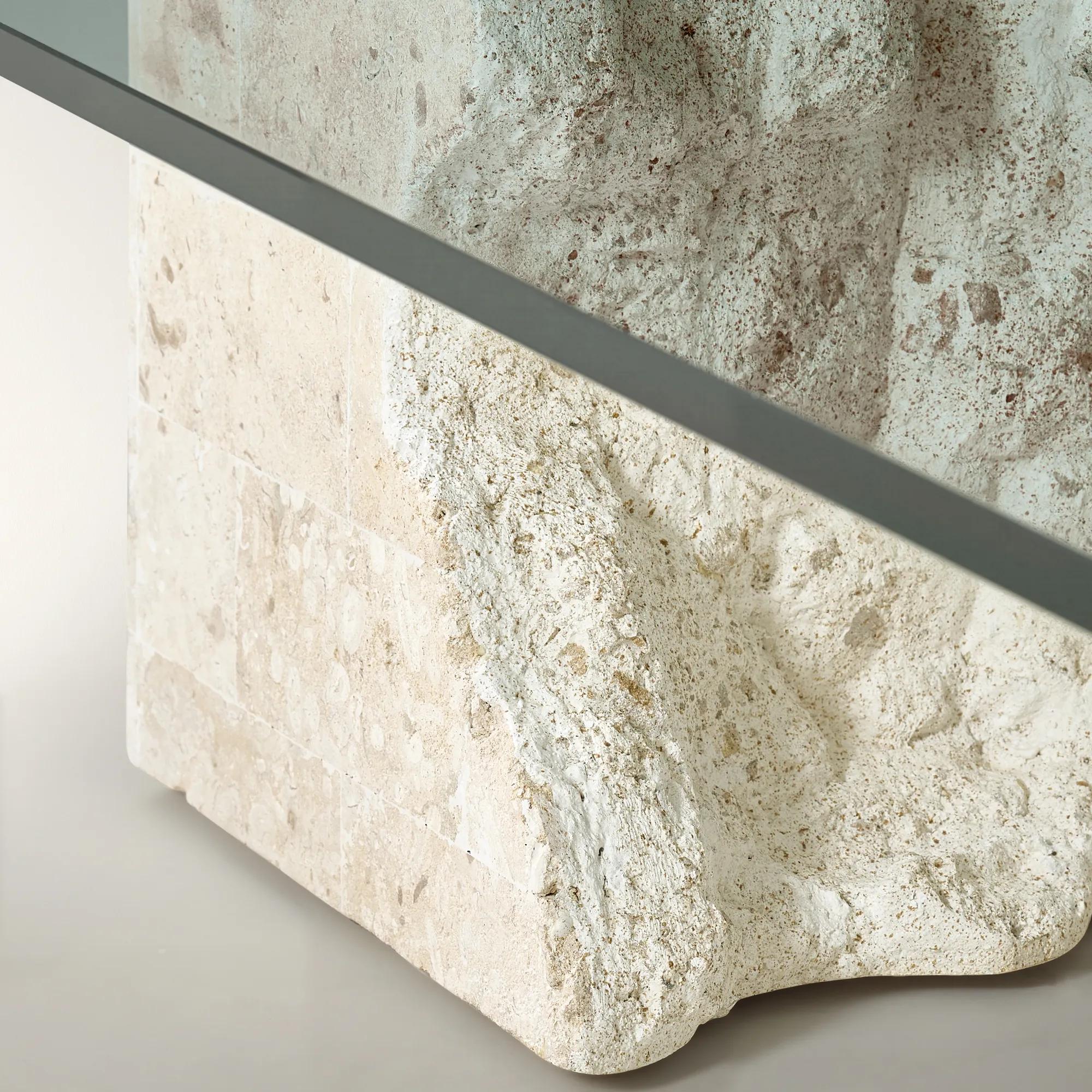 Cairo Rectangular Mactan Stone Coffee Table With Glass Top (70.87")