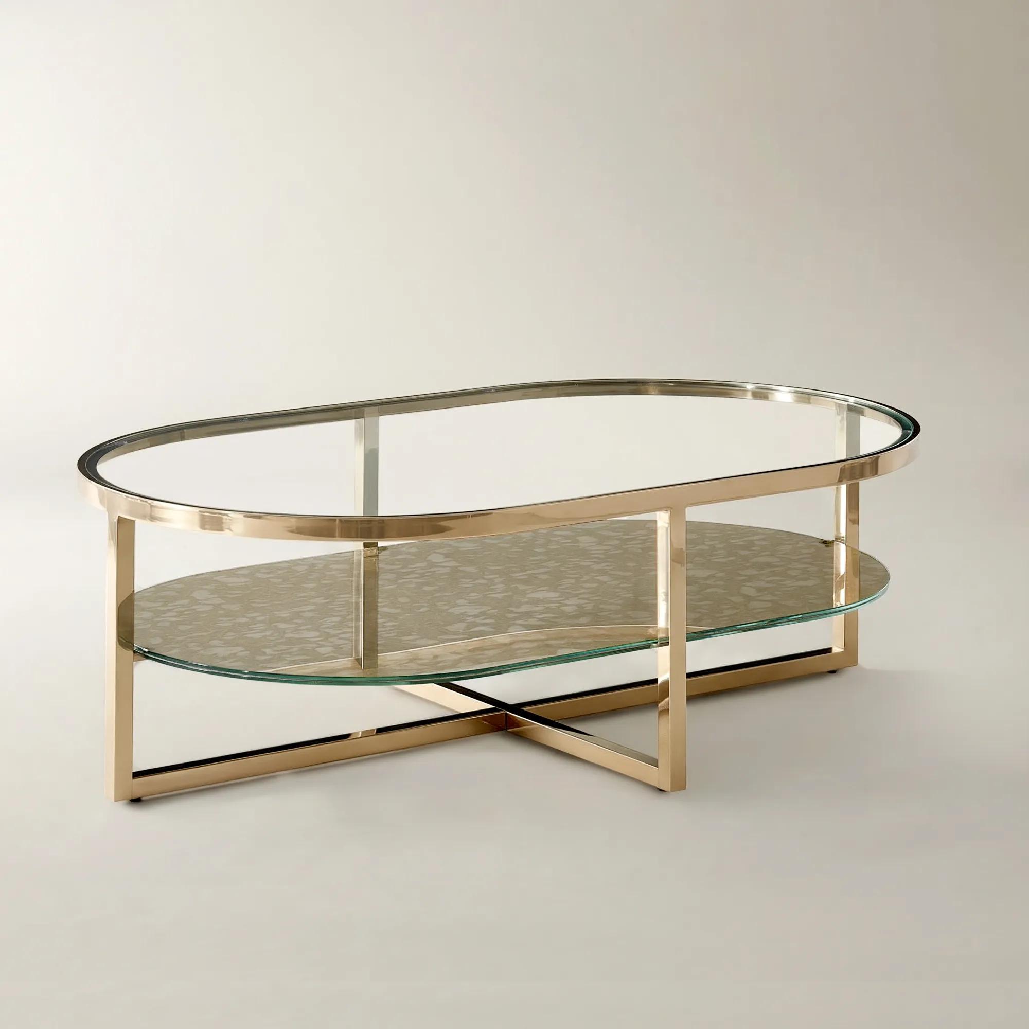 Duality Oval Coffee Table (47") - Soft Gold