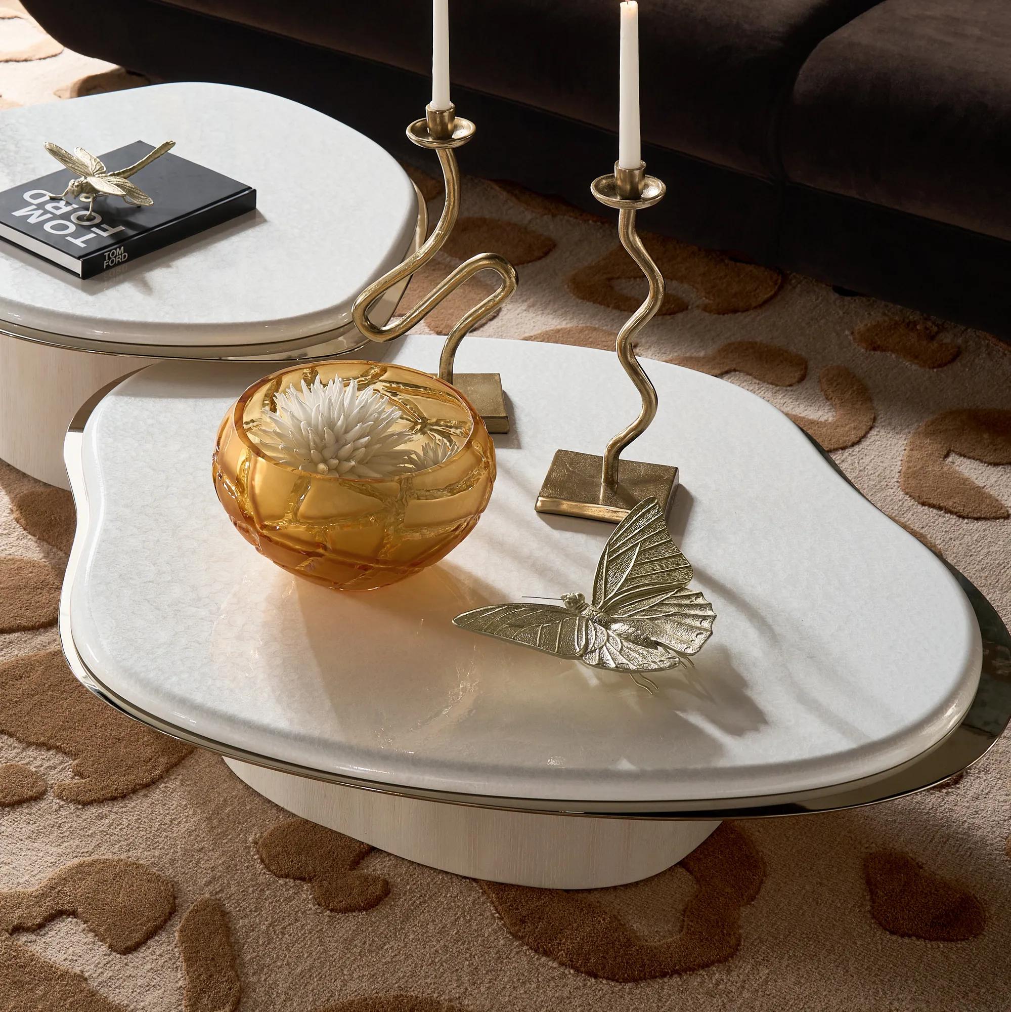 Lumina Bleached Oak Coffee Table With Pearl Lacquered Top (41")