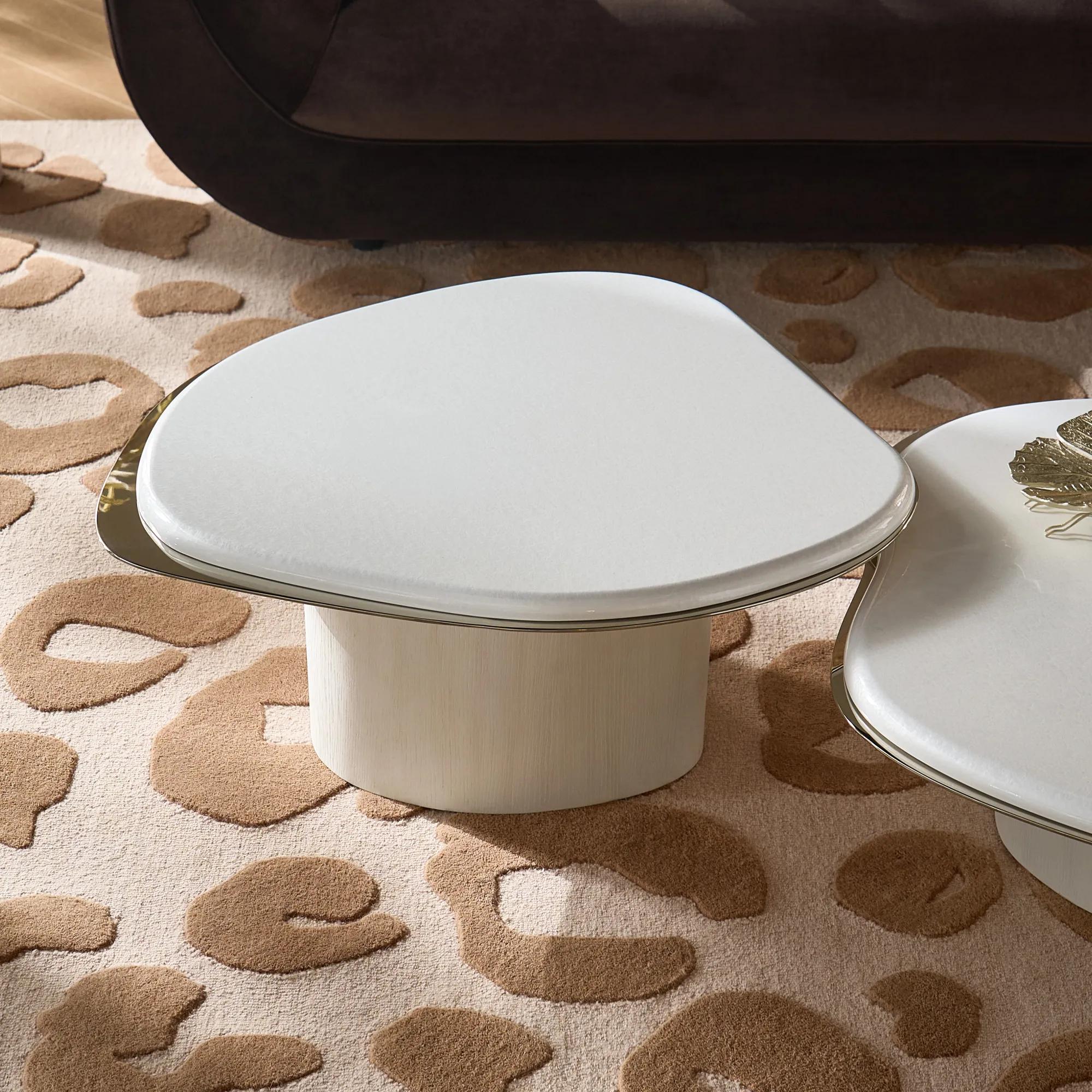 Lumina Bleached Oak Coffee Table With Pearl Lacquered Top (32")