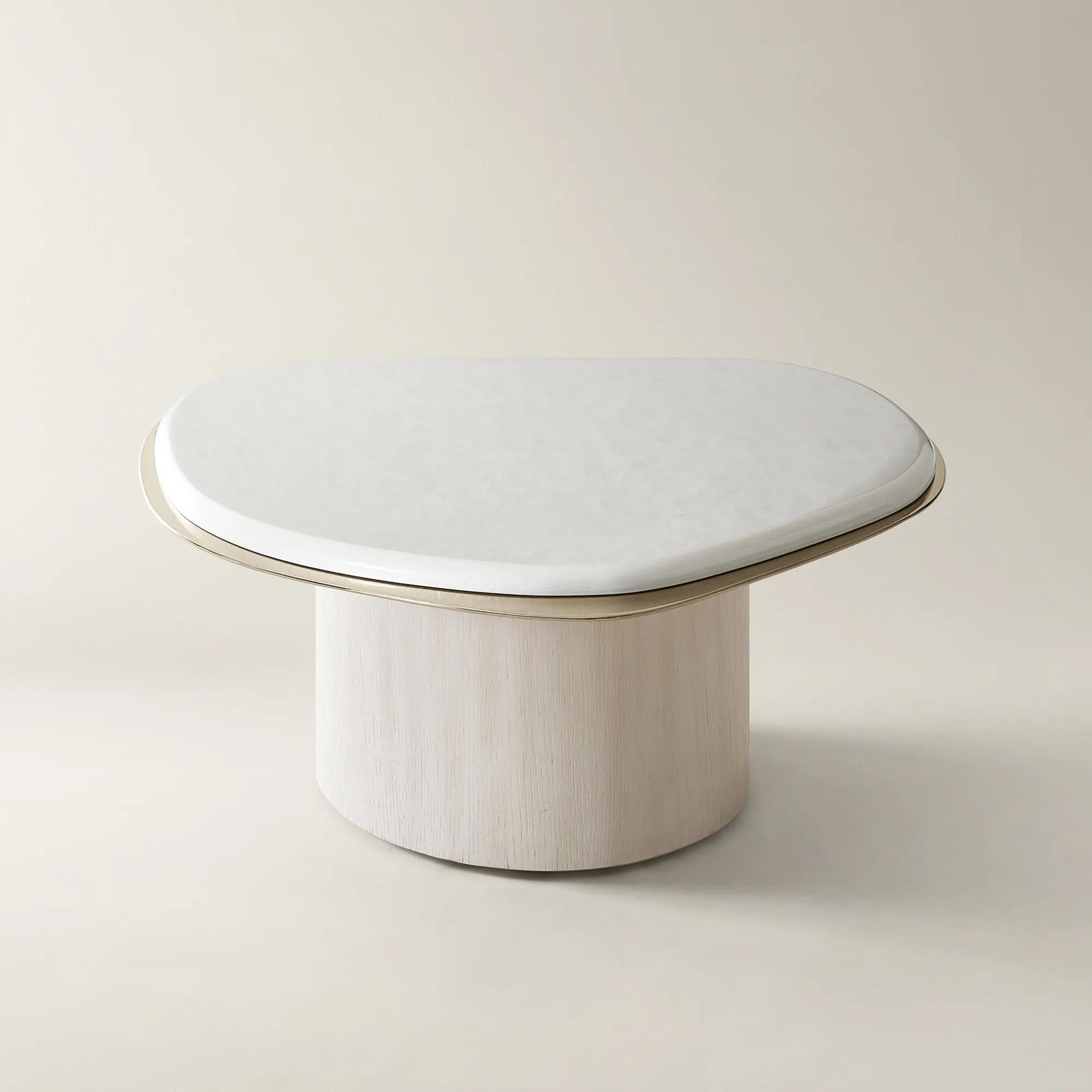 Lumina Bleached Oak Coffee Table With Pearl Lacquered Top (32")