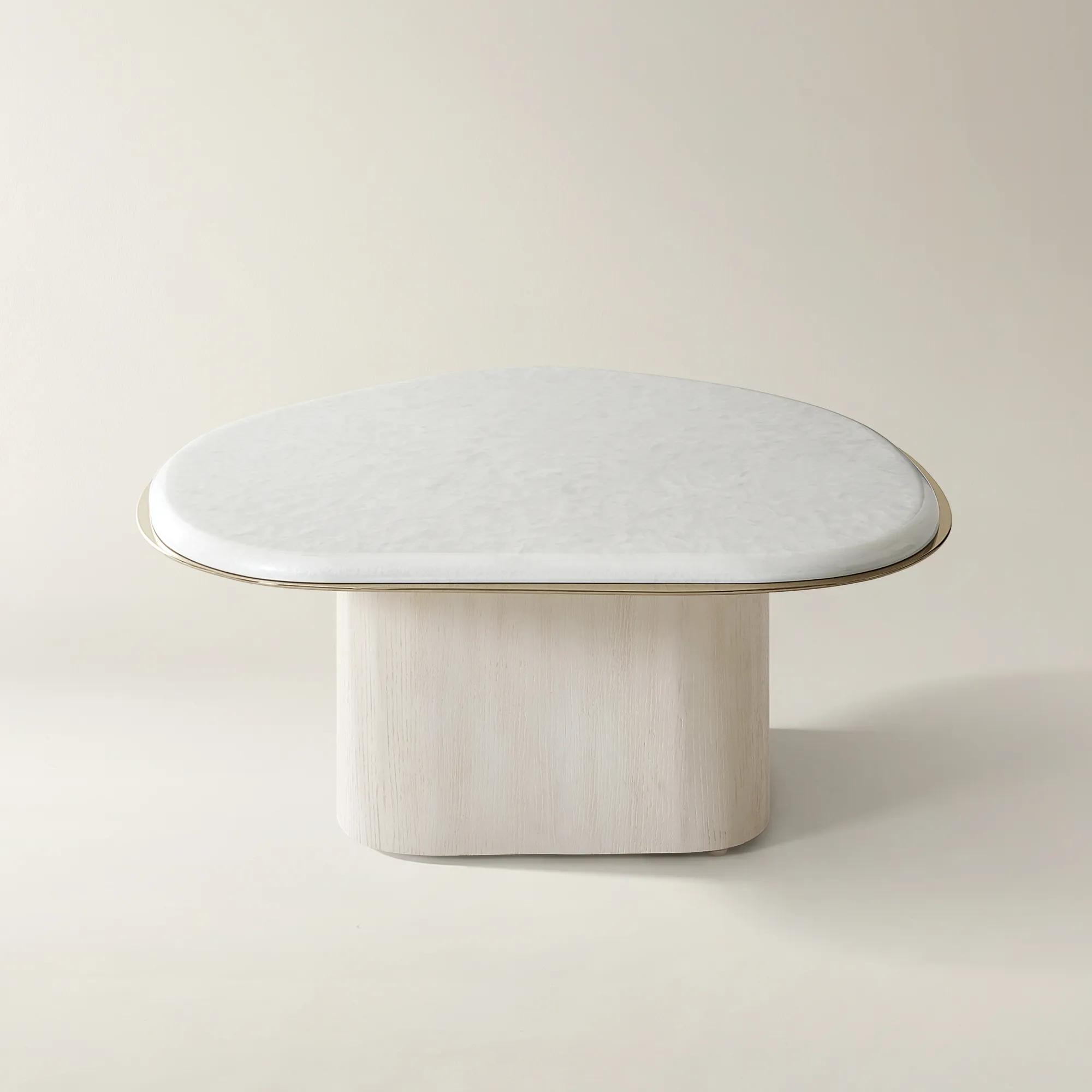 Lumina Bleached Oak Coffee Table With Pearl Lacquered Top (32")