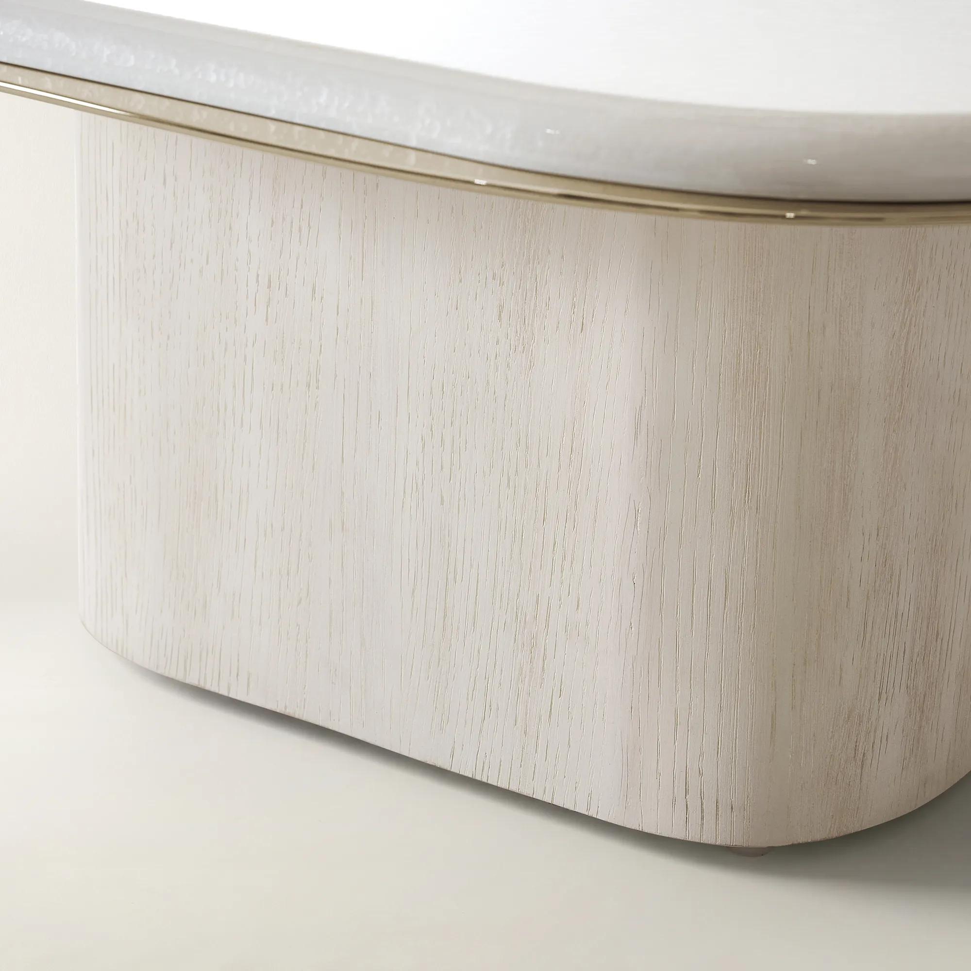 Lumina Bleached Oak Coffee Table With Pearl Lacquered Top (32")