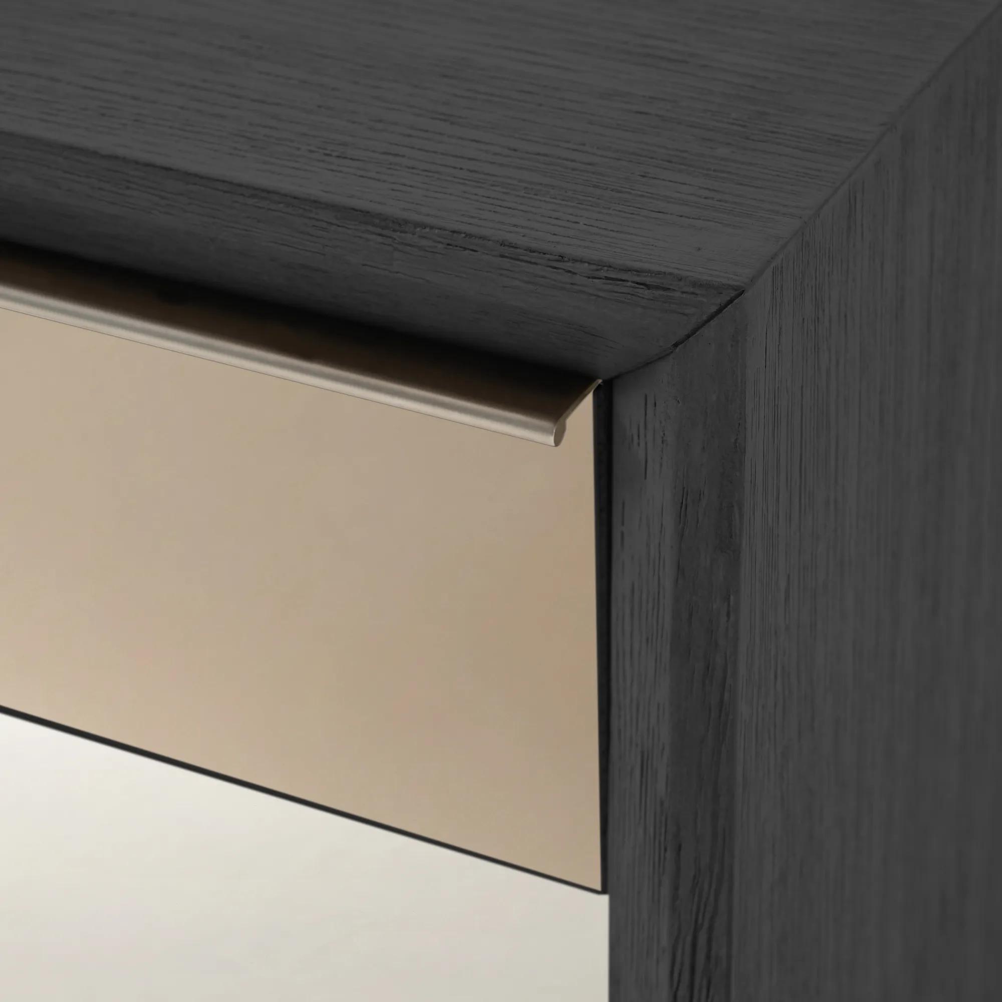 Glimmer Mirrored 2-Drawer Black Oak Desk (62")