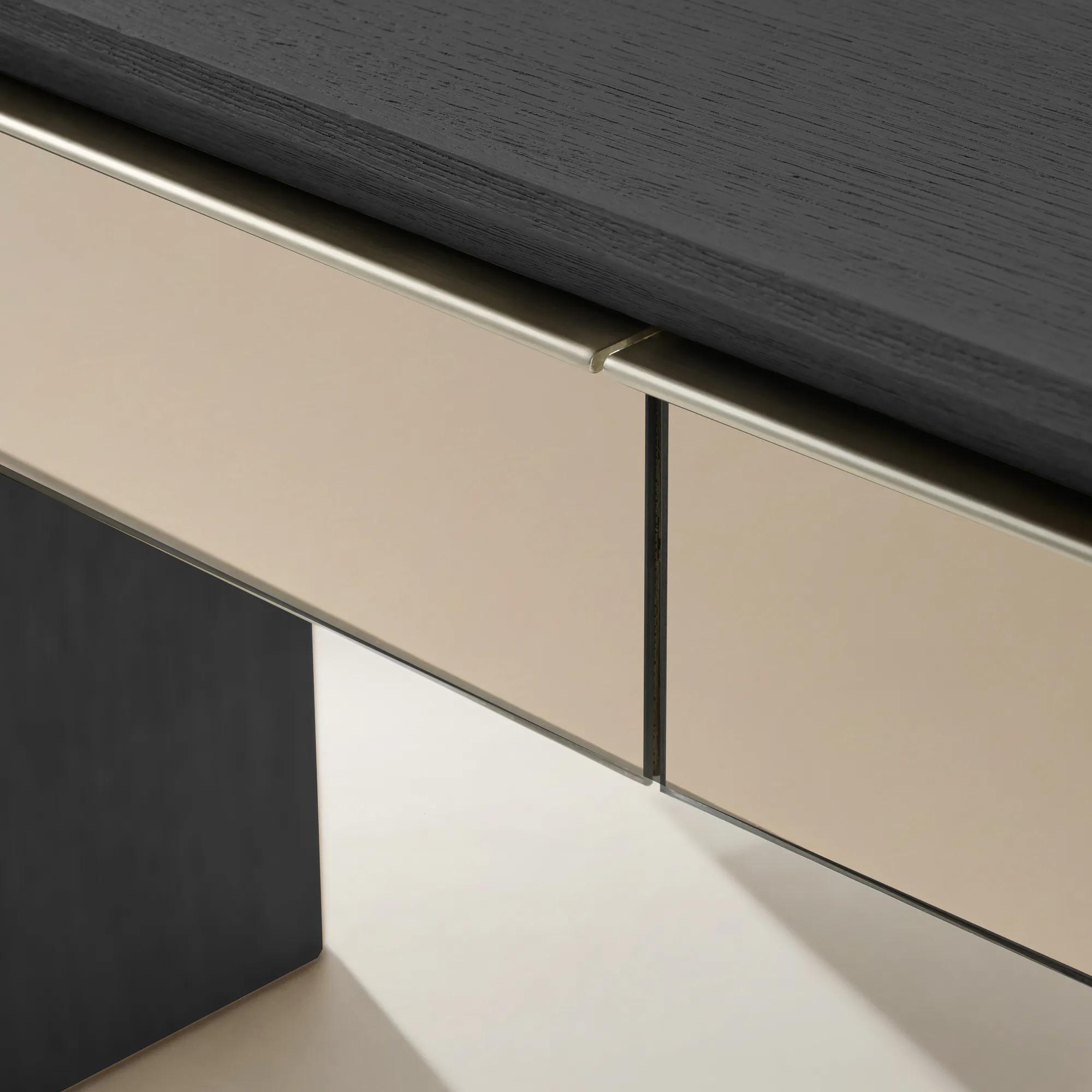 Glimmer Mirrored 2-Drawer Black Oak Desk (62")