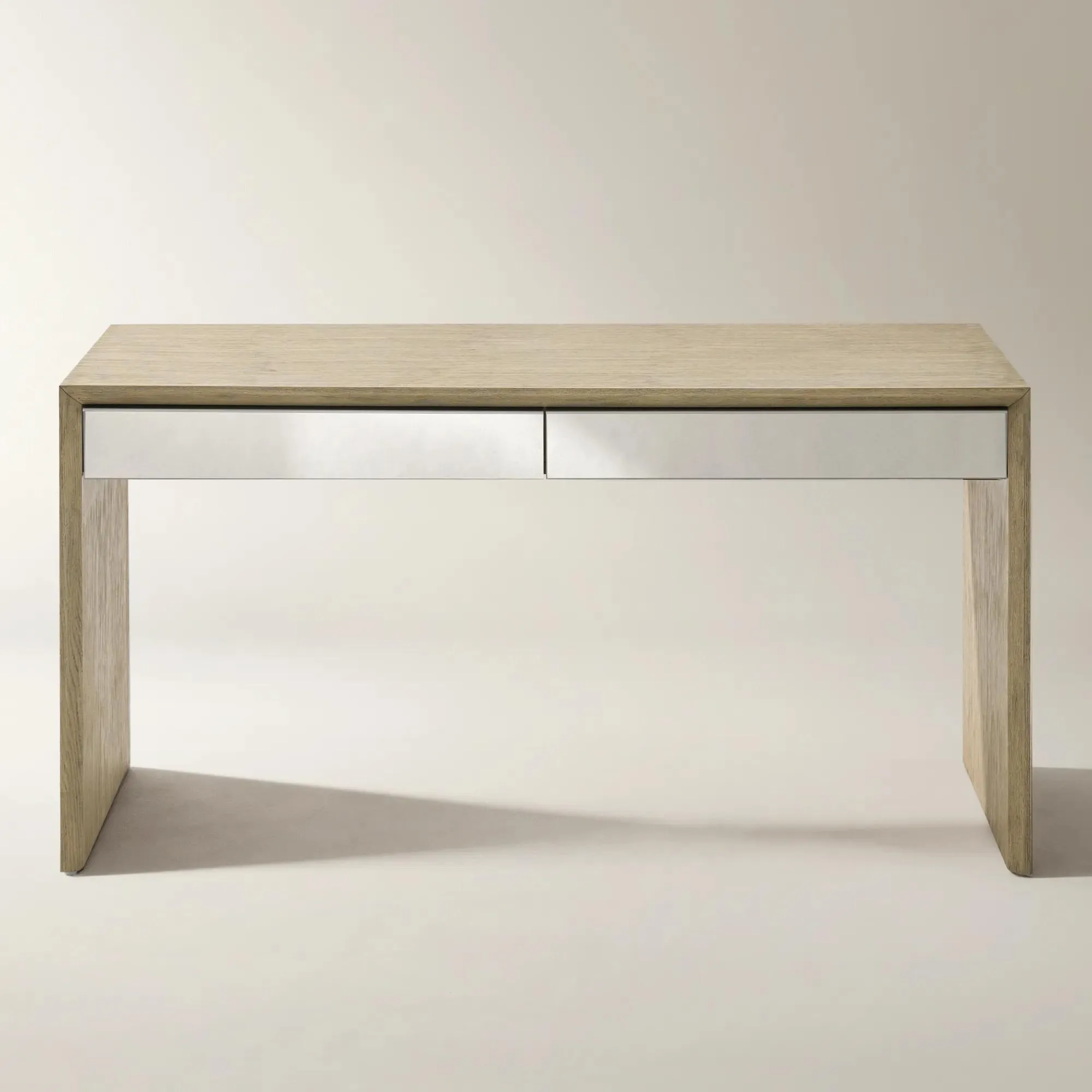 Glimmer Mirrored 2-Drawer Oak Desk (62")