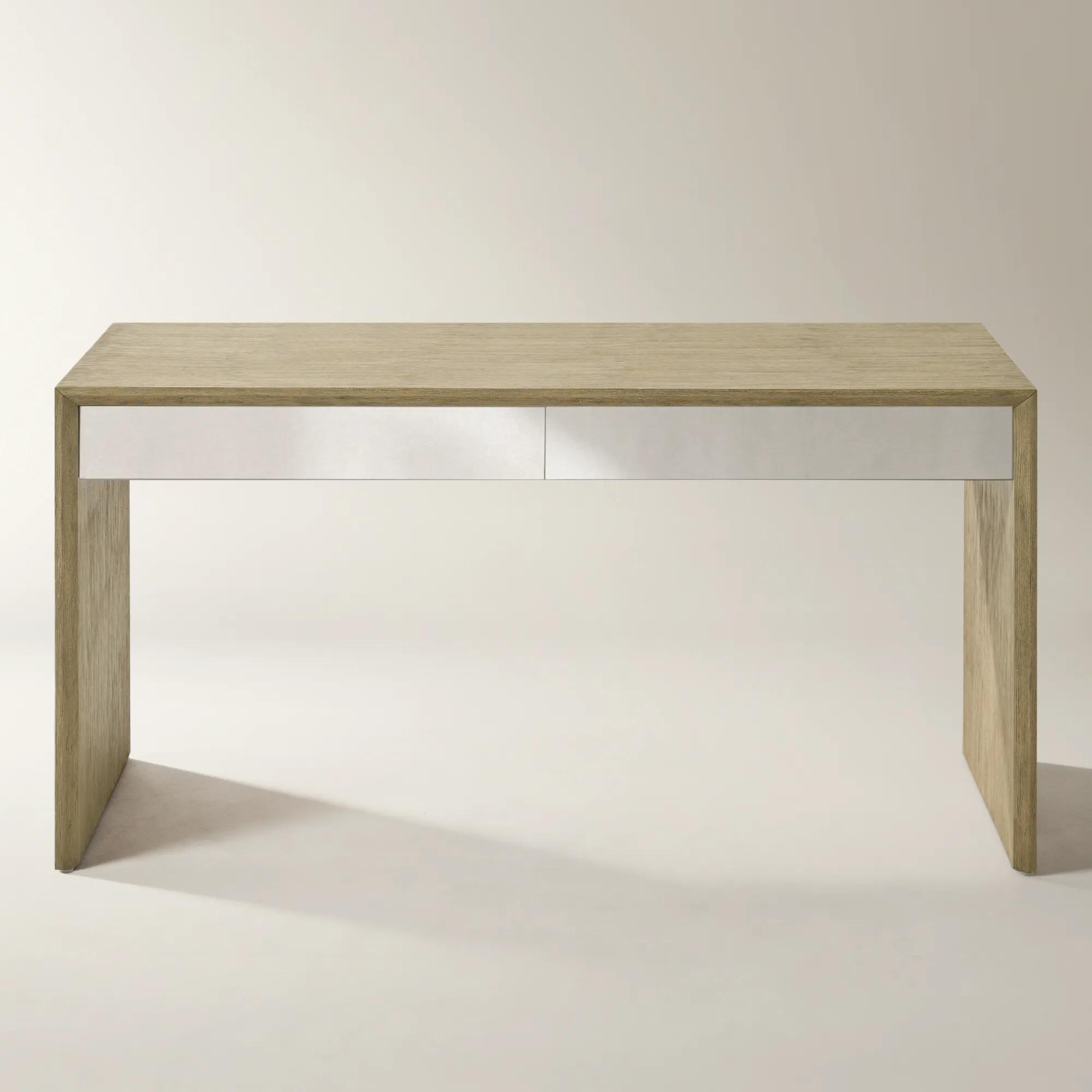 Glimmer Mirrored 2-Drawer Sea Drift Oak Desk (62")