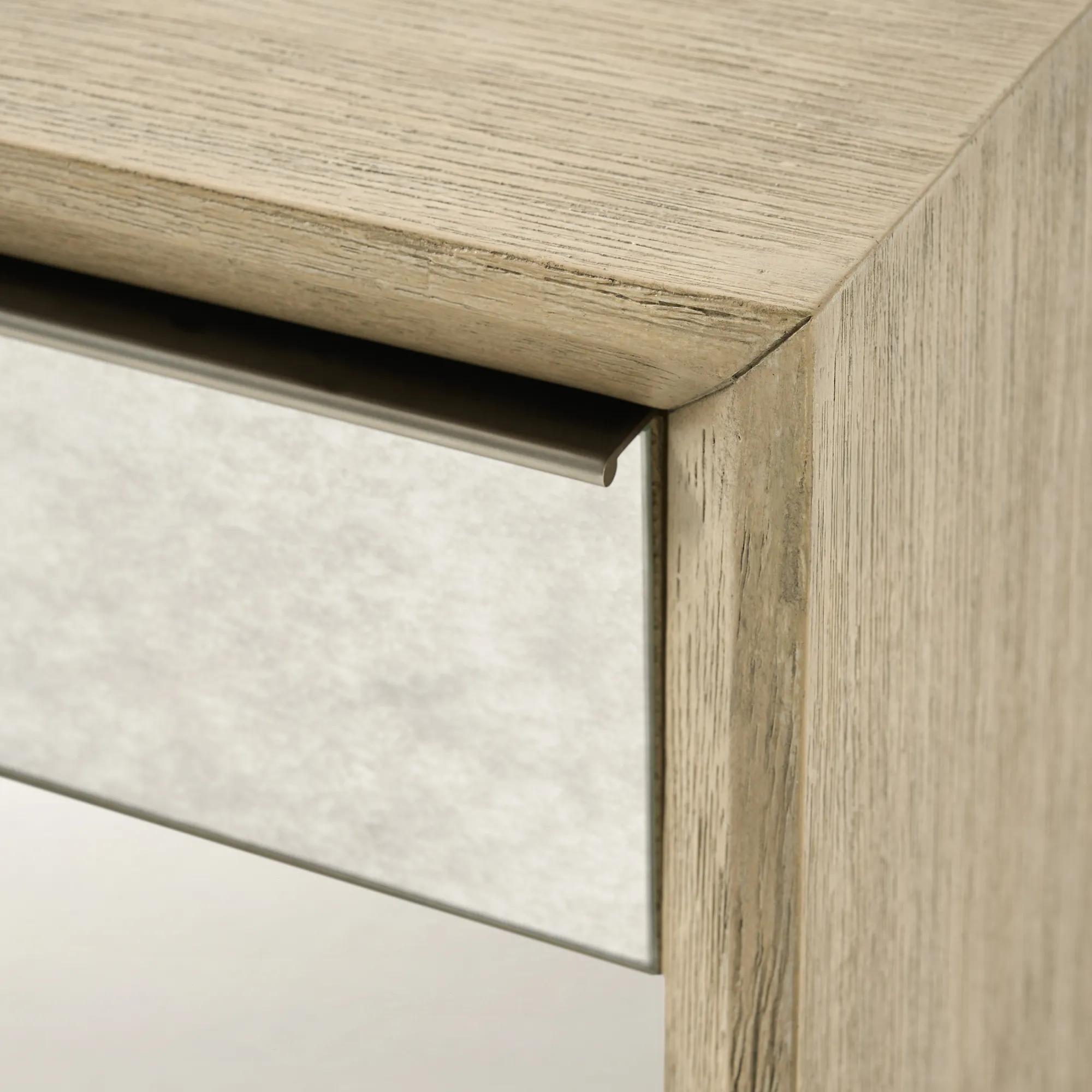 Glimmer Mirrored 2-Drawer Sea Drift Oak Desk (62")