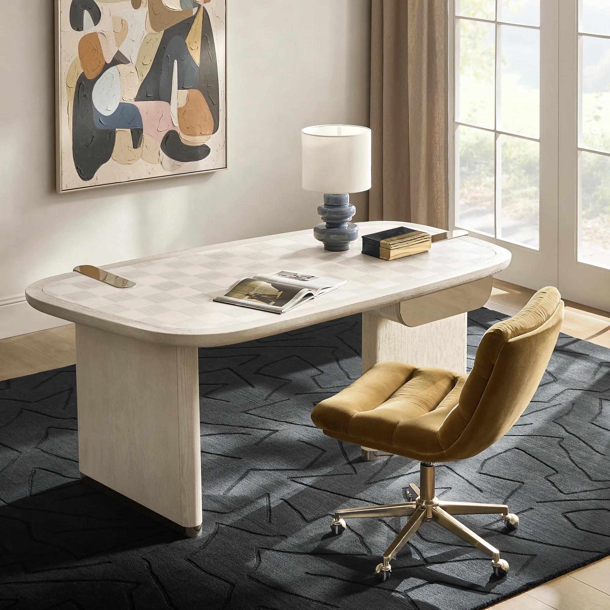 Vetra Checkerboard Oak and Maple Desk with Drawer (71")